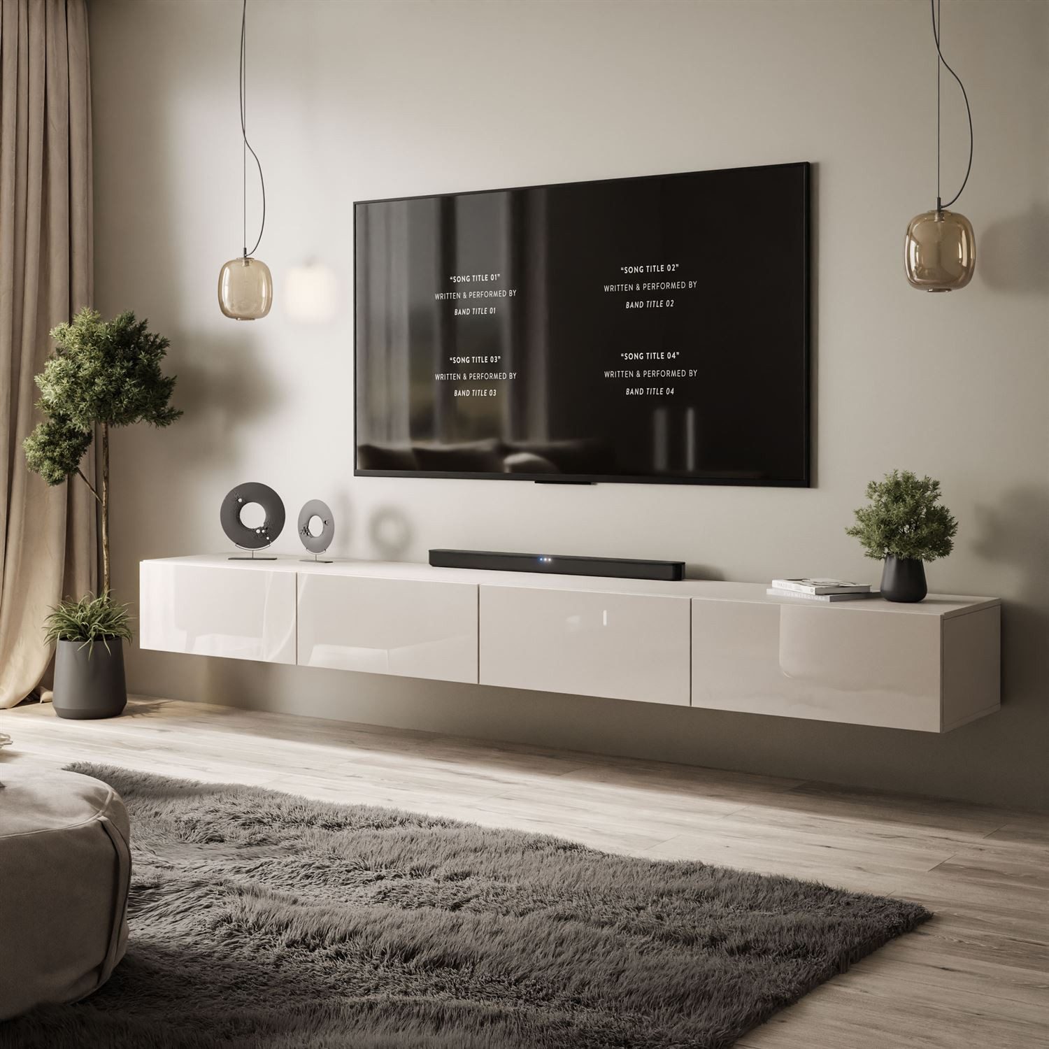 Lookway TV-Schrank CARMEN 250 cm Elegant Hängender TV Lowboard aus Hochglan günstig online kaufen