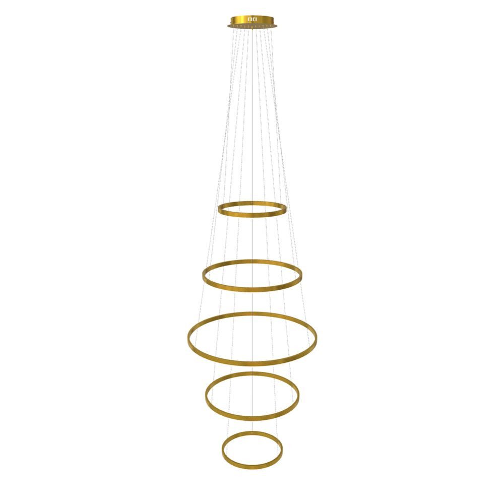 s.luce Pendelleuchte LED 5er-Ring Pendelleuchten Kombination Zentrisch Gold, Warmweiß