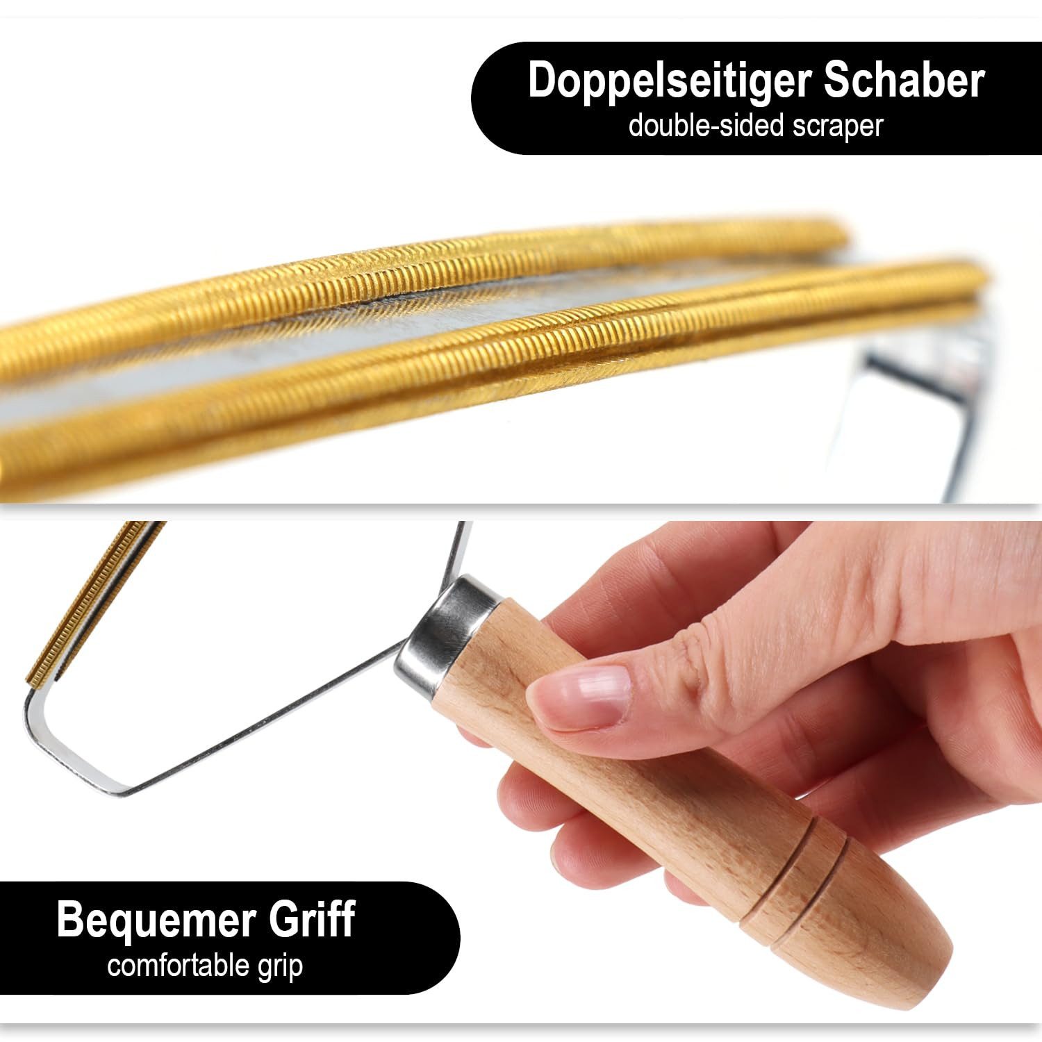 com-four Tierhaarentferner Tierhaarentferner - Reinigungsbürsten mit Holz-Griff, (2-tlg), Hunde- und Katzenhaarentferner für Teppiche, Autositze