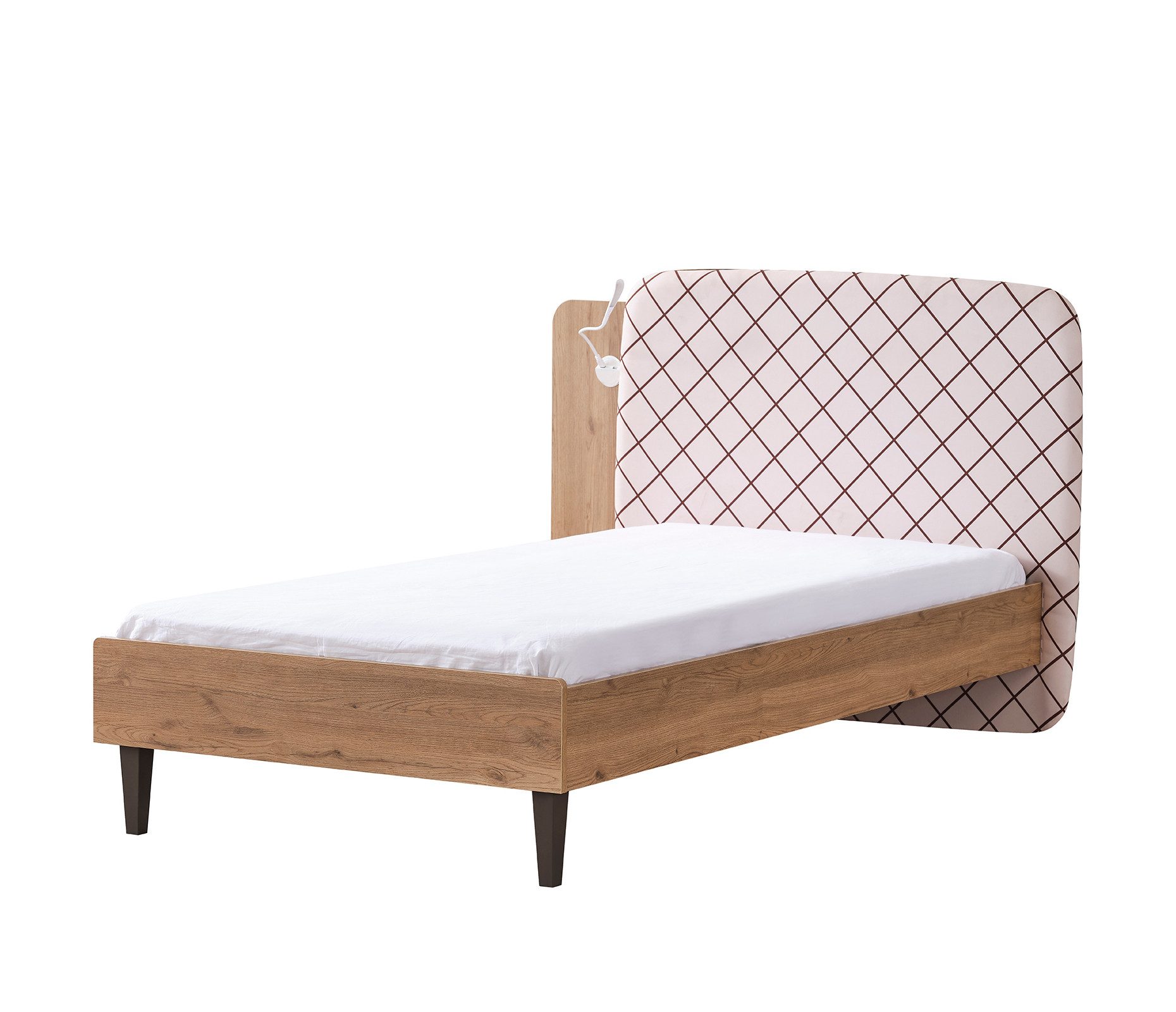 Möbel-Zeit Jugendbett ALICE – gepolstertes Kopfteil mit Rautenmuster – 100x200 / 120x200 cm