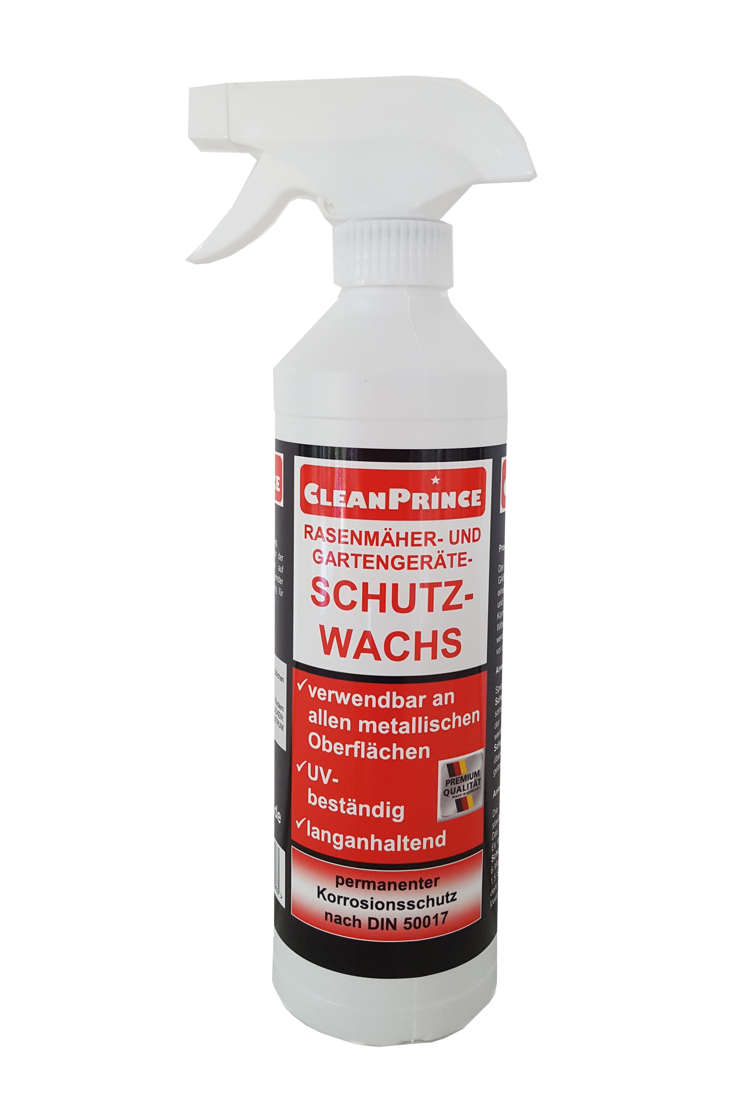 CleanPrince Geräteschutzwachs für Rasenmäher & Gartengeräte Schutzwachs, 20-30 my starke Wachs-Schutzschicht