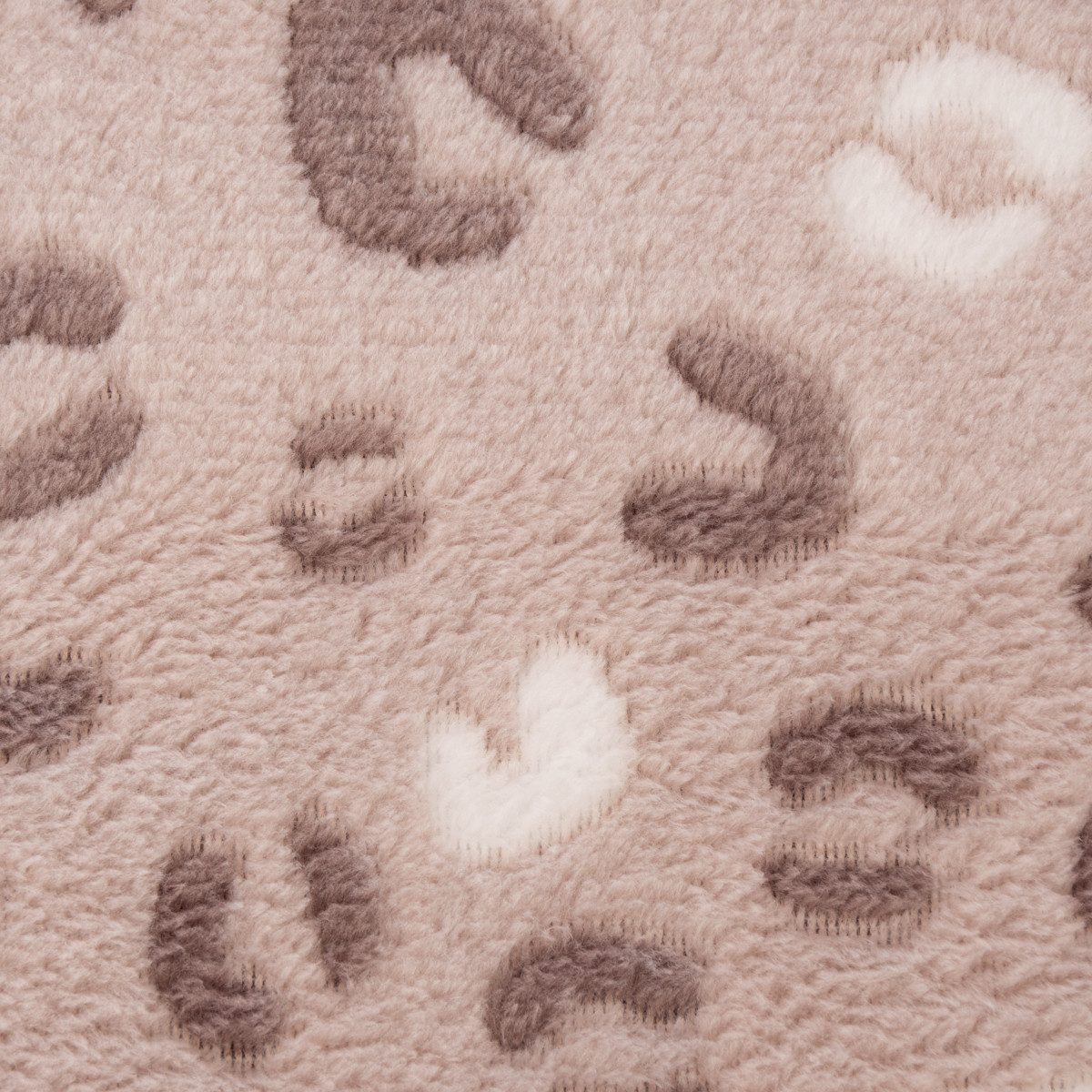 SCHÖNER LEBEN. Stoff Wellness Fleece Leopardenmuster sand weiß taupe 1,45m, pflegeleicht