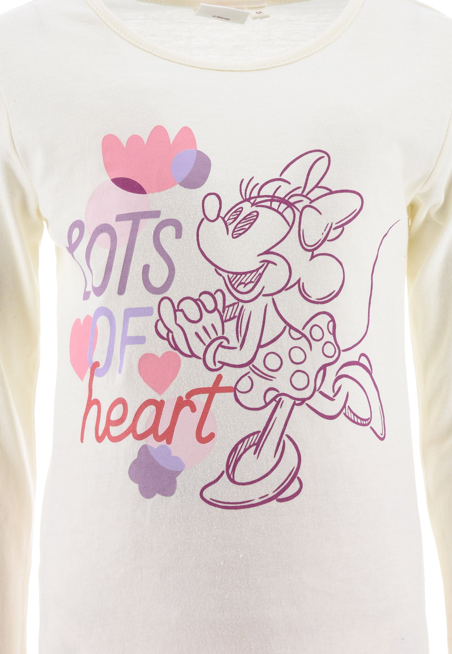Pyjama + Shirt Weiß Schlaf-Hose Langarm Maus Mini Mouse Schlafanzug tlg) Minnie Schlafanzug Mädchen Kinder Disney (2 Kinder