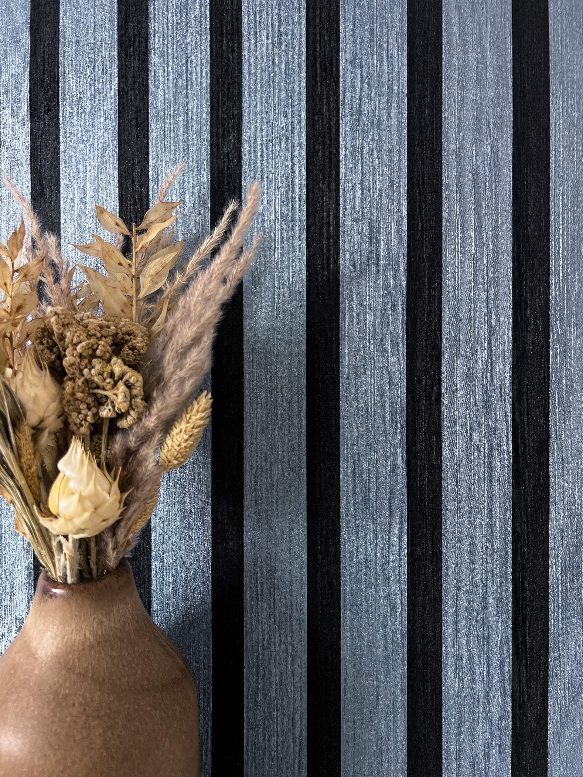 Newroom Vliestapete Berrin Blau Tapete Holzpaneele, Wandpaneele, Lamelle, strukturiert, modern