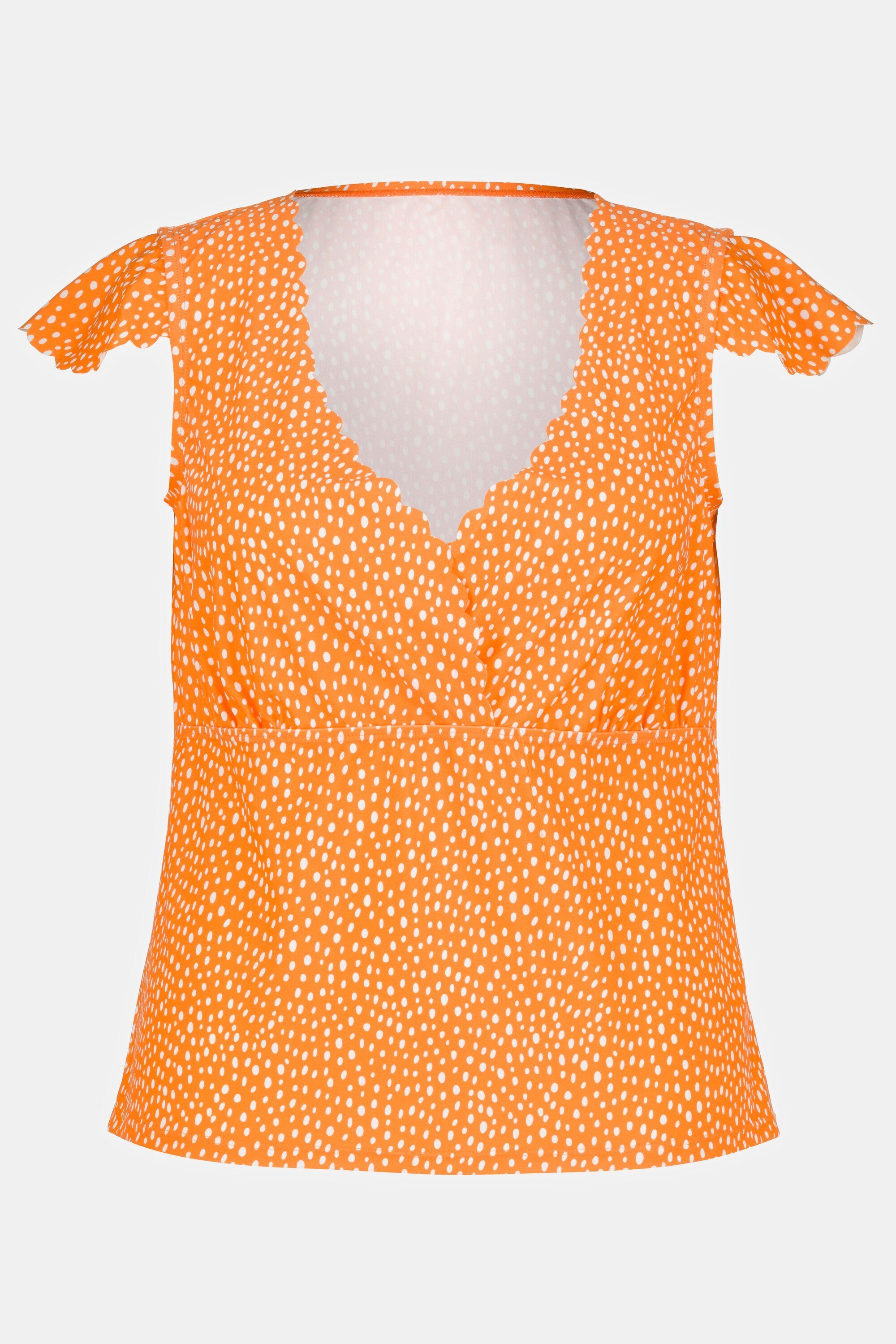 Popken Tankini T-Shirt Cup-Ärmel Ulla orange UV-Schutz V-Ausschnitt 50+