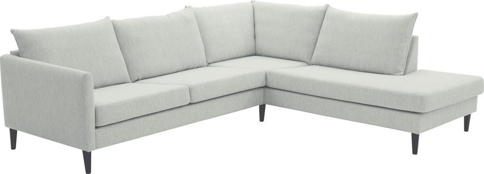 ATLANTIC home collection Ecksofa Rekvik, mit Wellenunterfederung, mit  Massivholzfüßen