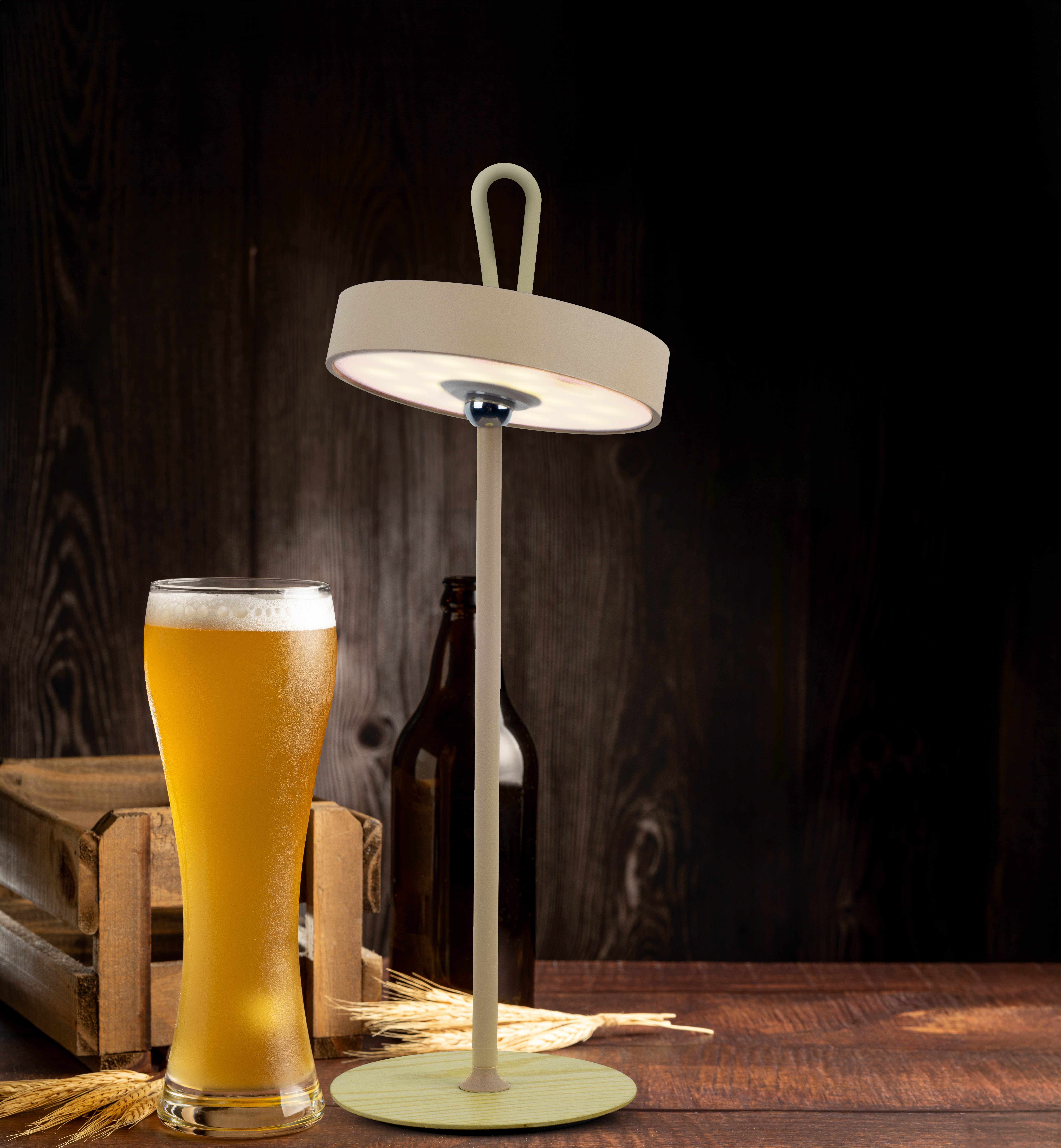 my home LED Tischleuchte Charmont mit Holzfuß, abnehmbares Kopfteil als Hän günstig online kaufen