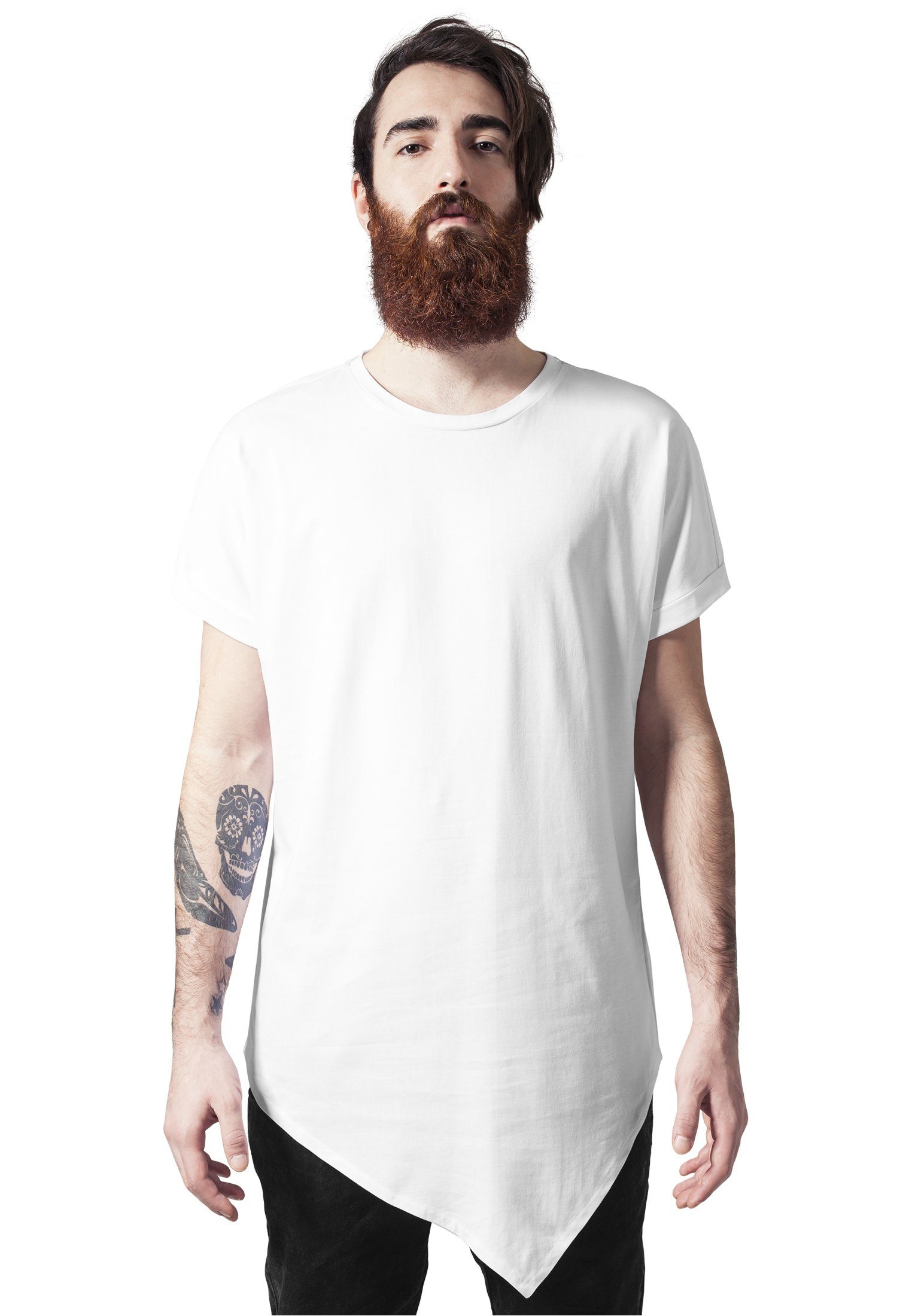 URBAN CLASSICS Kurzarmshirt Herren Asymetric Long Tee (1-tlg) white | T-Shirts