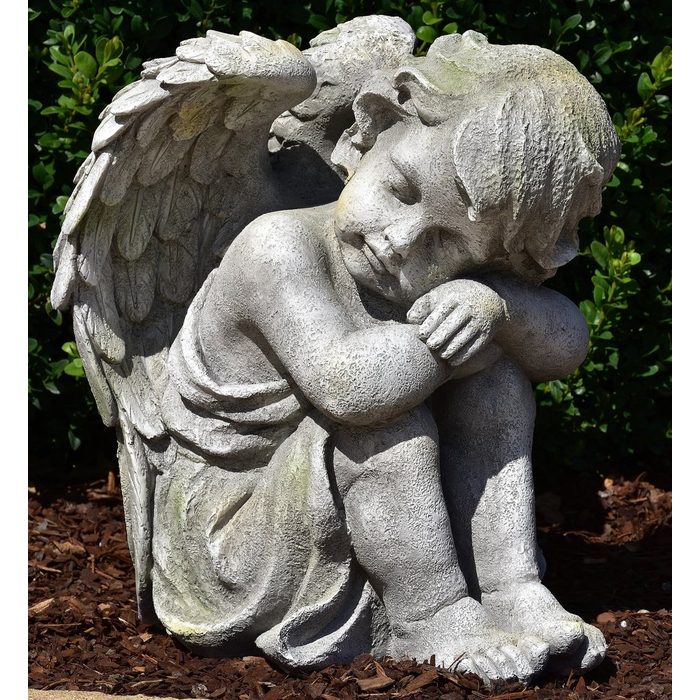 MystiCalls Engelfigur Dekofigur Engel - Engelfigur Dekoration Gartenfigur Garten Grabengel Allerheiligen