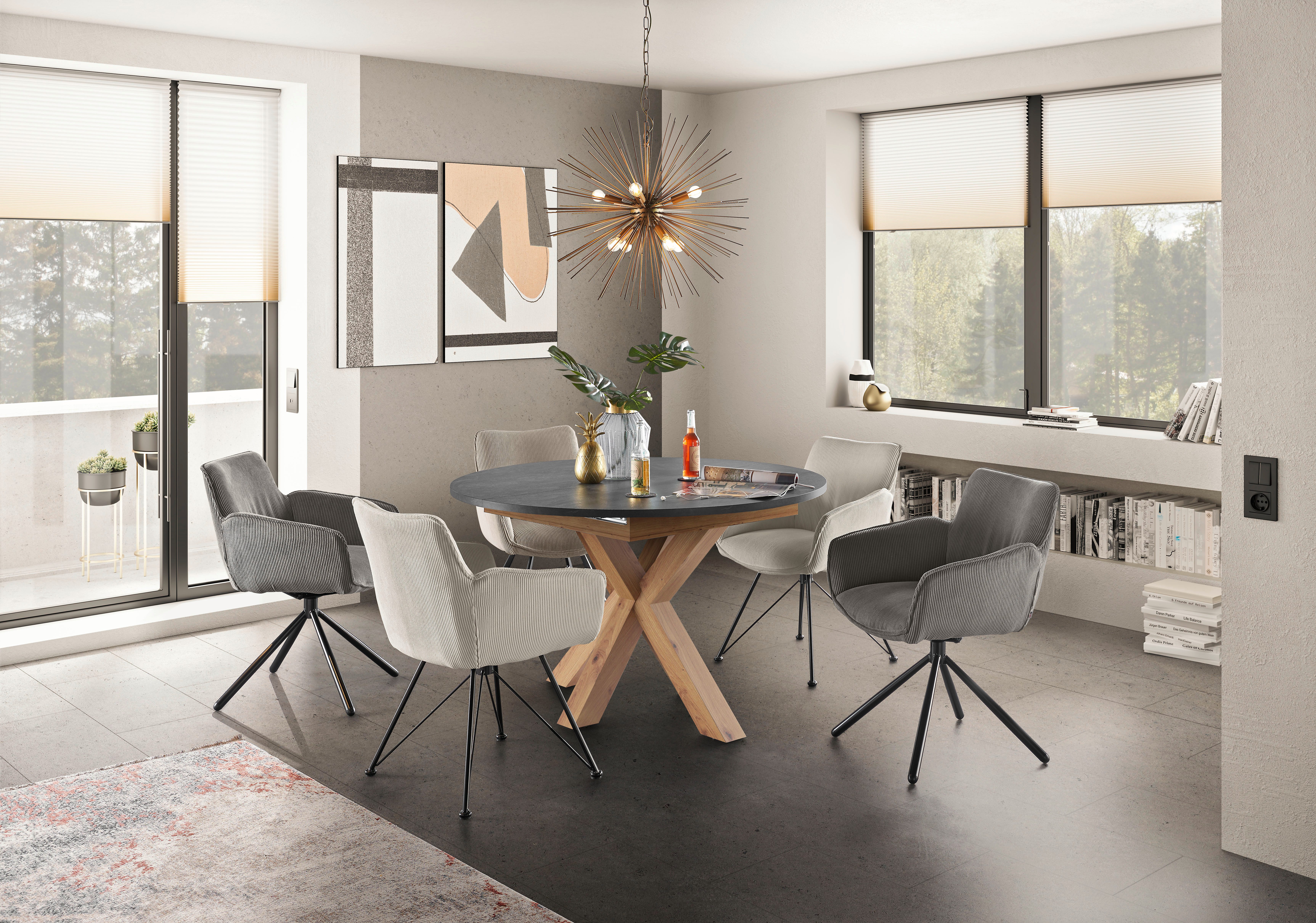 set one by Musterring Esstisch New Atlanta, mit runder Platte, ausziehbar, Stern-Fuß, Maße Ø130cm (170x130cm)