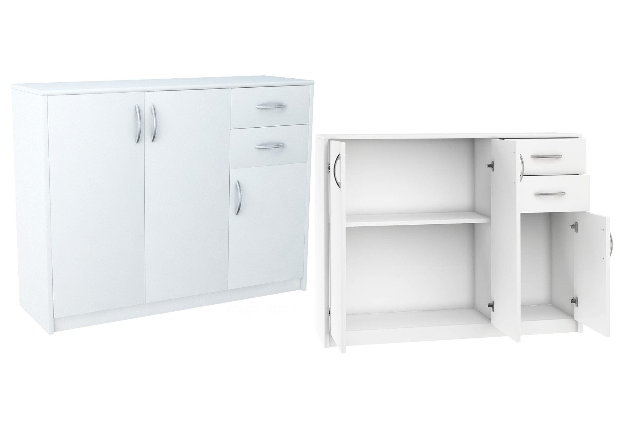 Home Collective Kommode mit 2 Schubladen und 3 Türen in matter Ausführung, Kommode 110cm breit (Hergestellt aus laminierten Platten, Metallrollen mit Auszugsper – Bild 5 von 5