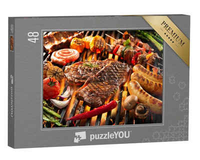 puzzleYOU Puzzle Gegrilltes Fleisch mit Gemüse, 48 Puzzleteile, puzzleYOU-Kollektionen Essen und Trinken