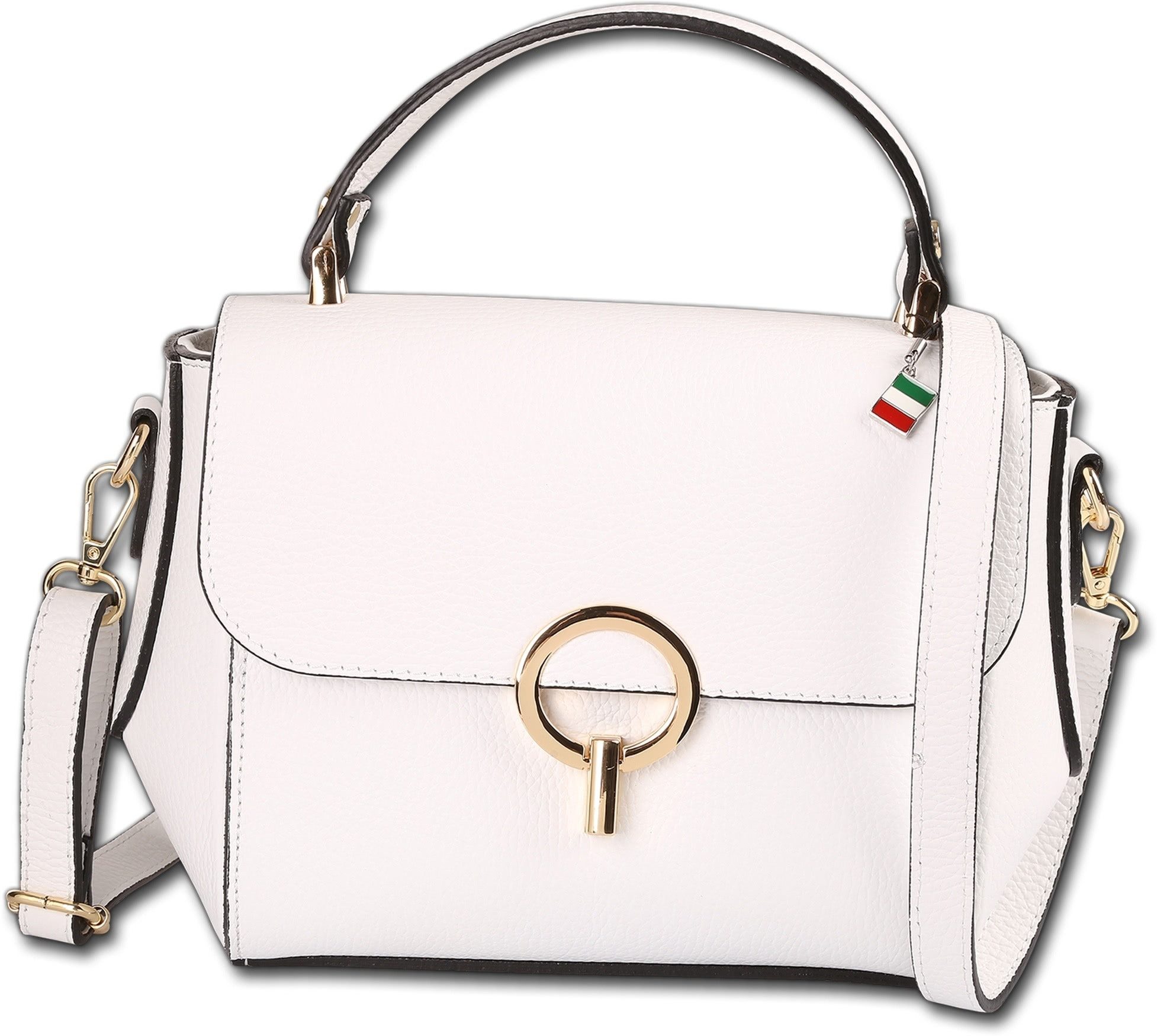 FLORENCE Handtasche Florence Damen Handtasche Leder Tasche (Handtasche, Handtasche), Damen Tasche Echtes Leder weiß, Made-In Italy