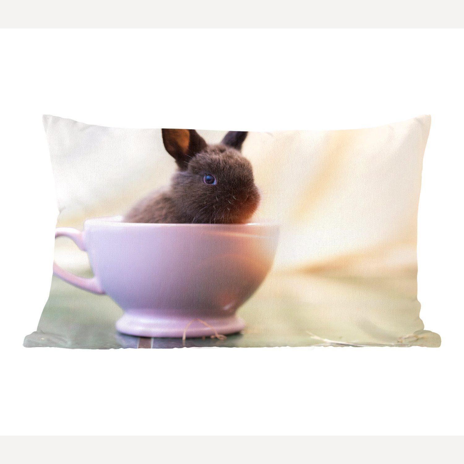Wohzimmer Teetasse, - - Füllung, Dekokissen Kaninchen Dekokissen Schlafzimmer Zierkissen, Dekoration, mit MuchoWow Baby