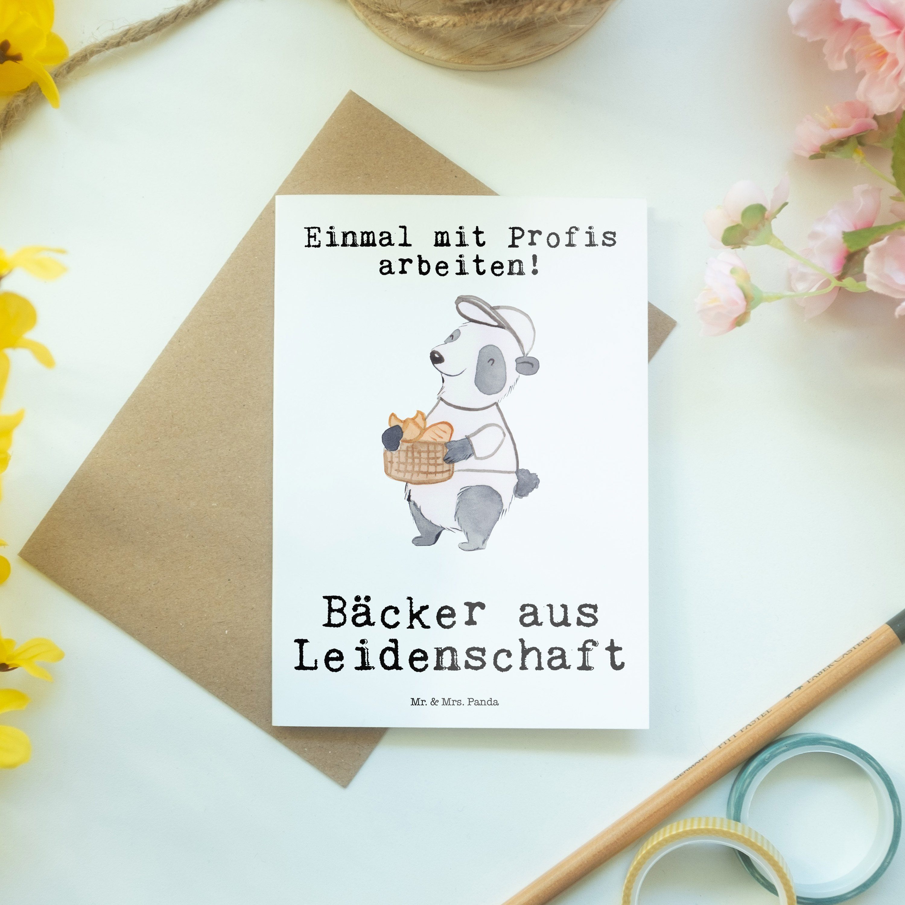 Mrs. Mr. Grußkarte & Weiß Schenken, aus Leidenschaft Geschenk, - Bäcker H - Sonntagmorgen, Panda