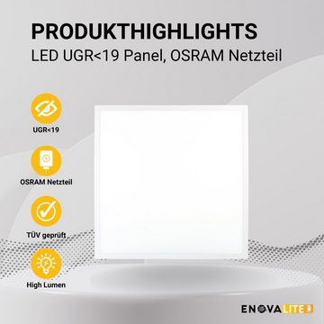 ENOVALITE LED Panel LED Panel, 62x62 cm, 36 W, 4320 lm, 4000 K, UGR<19, OSRAM-Driver, TÜV, LED fest integriert, Tageslichtweiß, neutralweiß