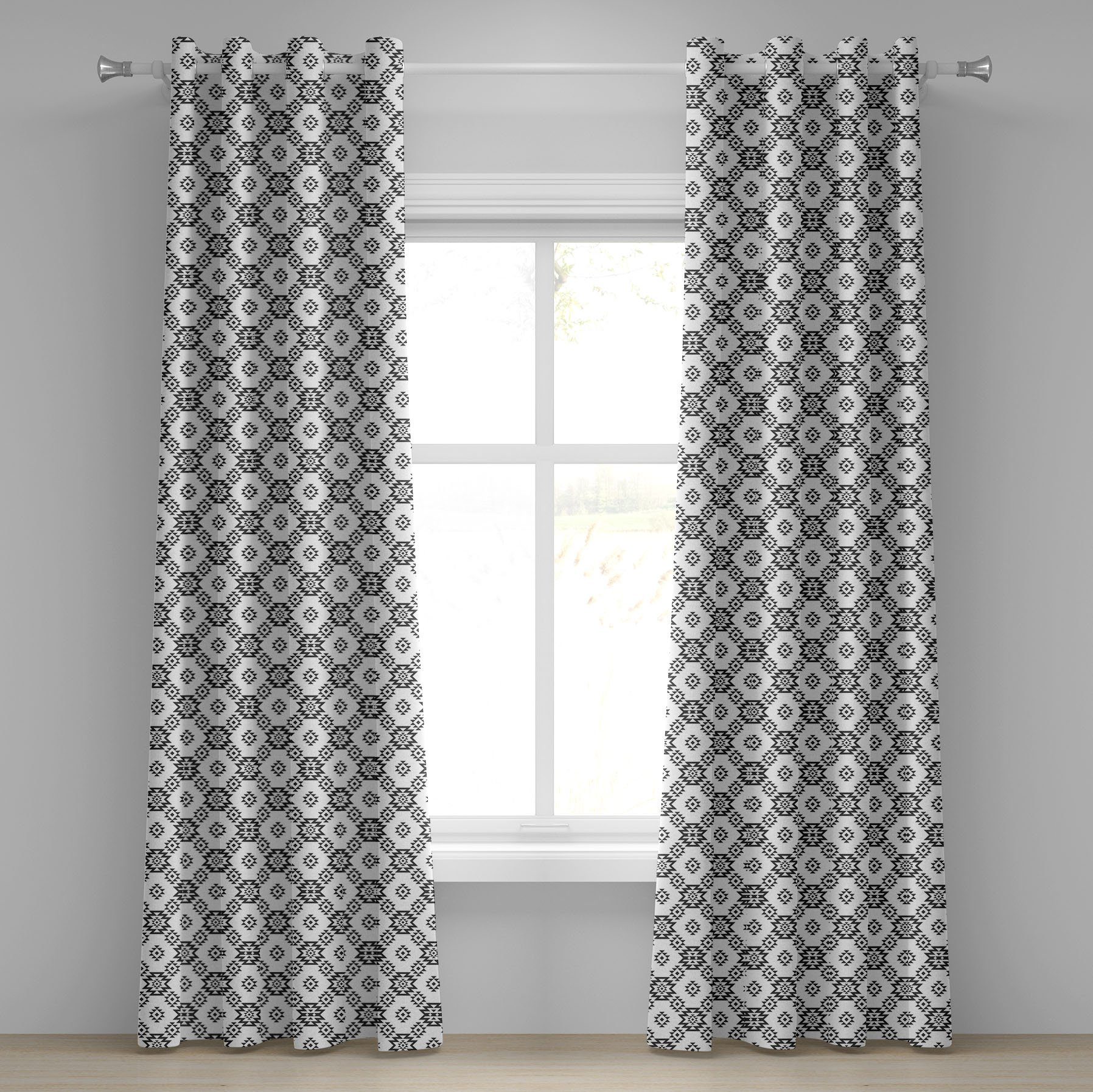 Gardine Dekorative 2-Panel-Fenstervorhänge für Schlafzimmer Wohnzimmer, Abakuhaus, Stammes Motiv