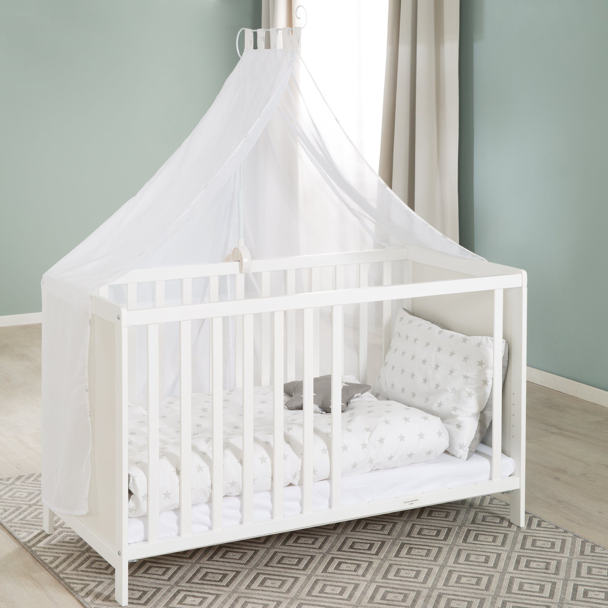 roba® bedside crib stars grey, convertible bedside crib & baby bed
