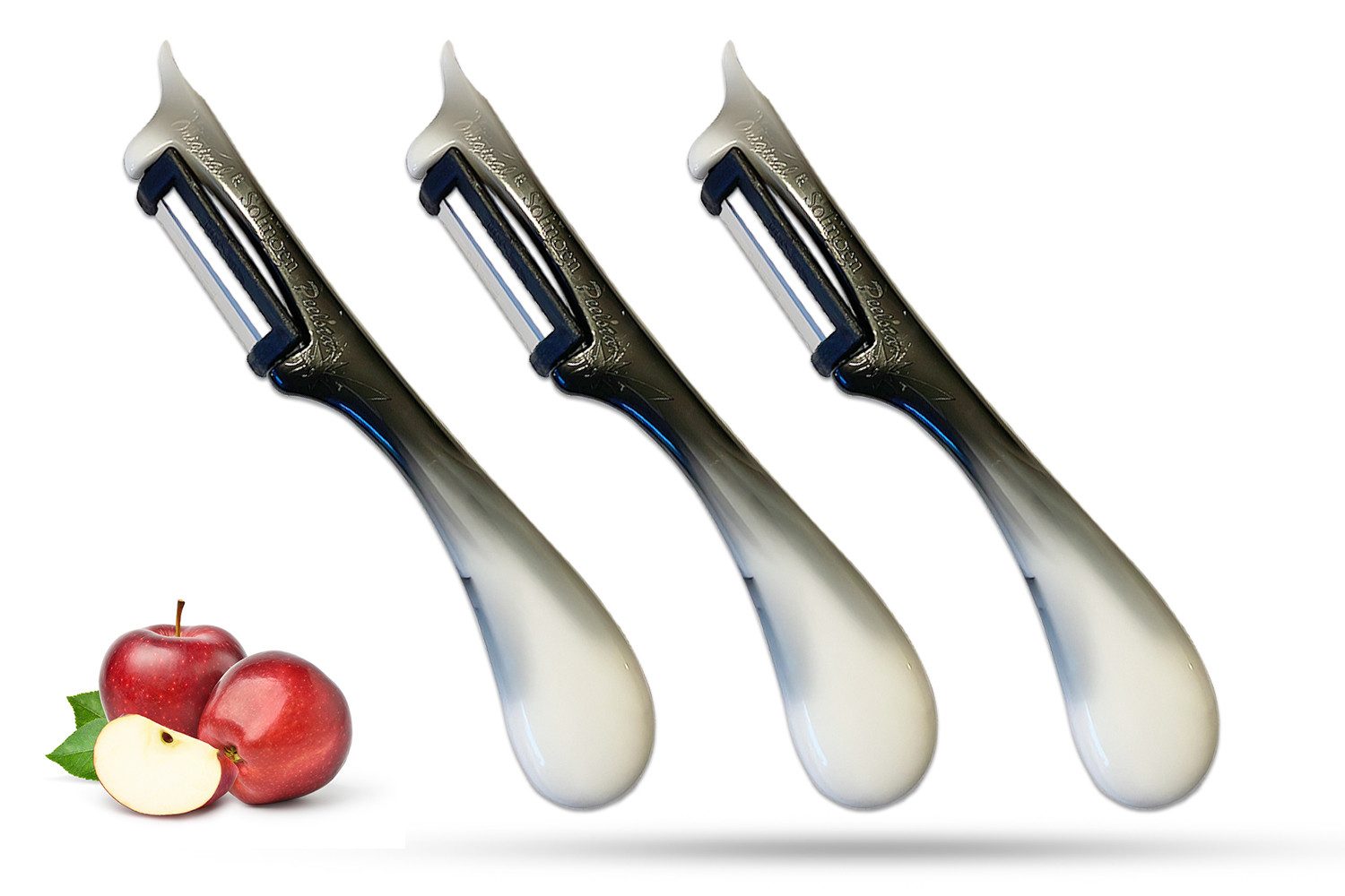 SMI Sparschäler Sparschäler Solingen Gemüseschäler Kartoffelschäler Universalschäler, (3-tlg., 3 tlg), Rechts- und Linkshänder nach klingen wechseln