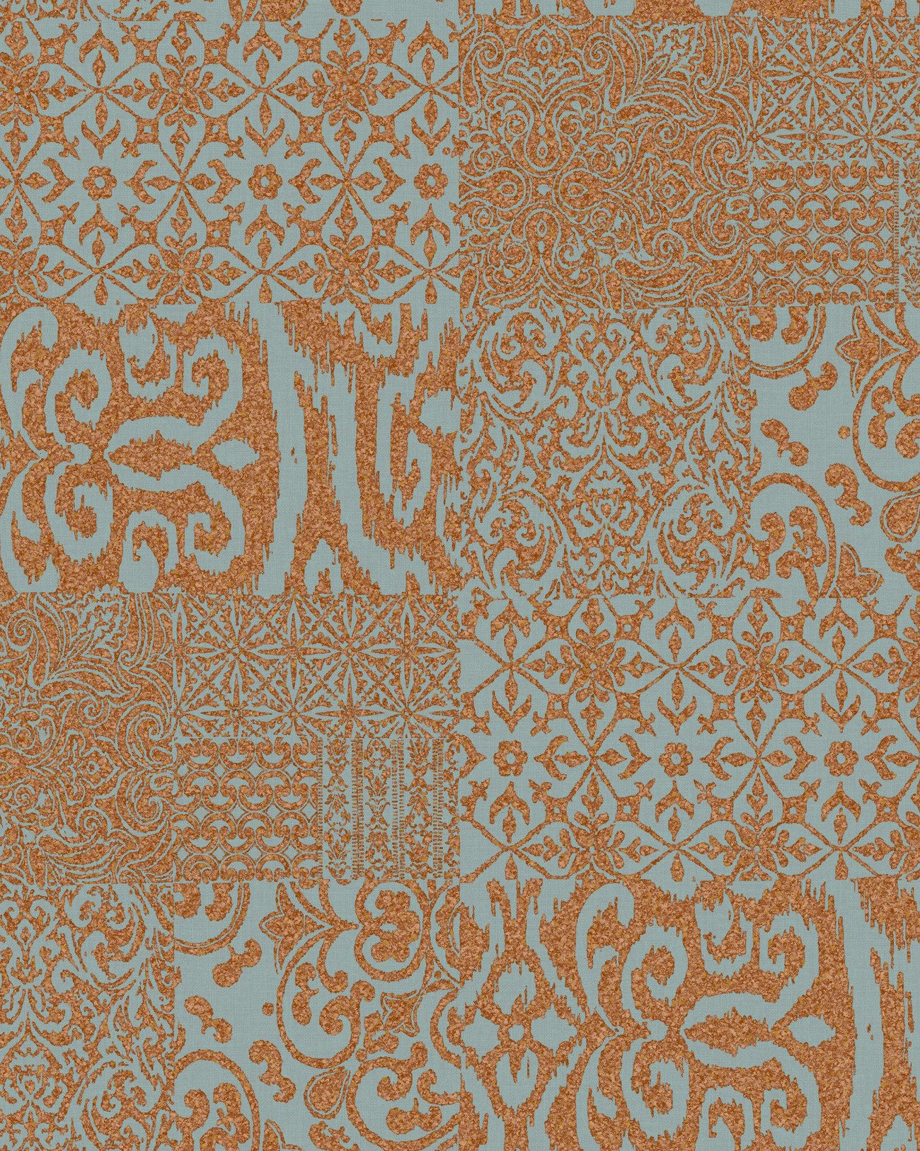 Profhome Prägetapete, geprägt, glänzend, grafisch, ornamental, Barock-Style, (1 Rolle, 5,33 qm), heißgeprägte Vliestapete, kupfer, mint