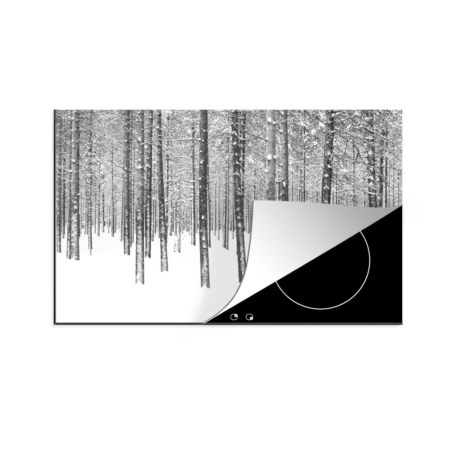 MuchoWow Herdblende-/Abdeckplatte Tannenbäume im Schnee, Vinyl, (1 tlg), 81x52 cm, Induktionskochfeld Schutz für die küche, Ceranfeldabdeckung