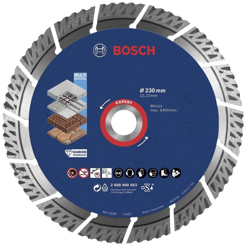 BOSCH Diamanttrennscheibe Diamanttrennscheiben, 230 x 22.23 x 2.4 x 15 mm 2608900663