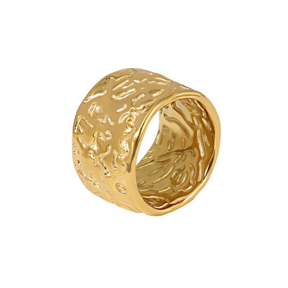 Goldring Extravaganter Goldring Statement Damen Ring gehämmert