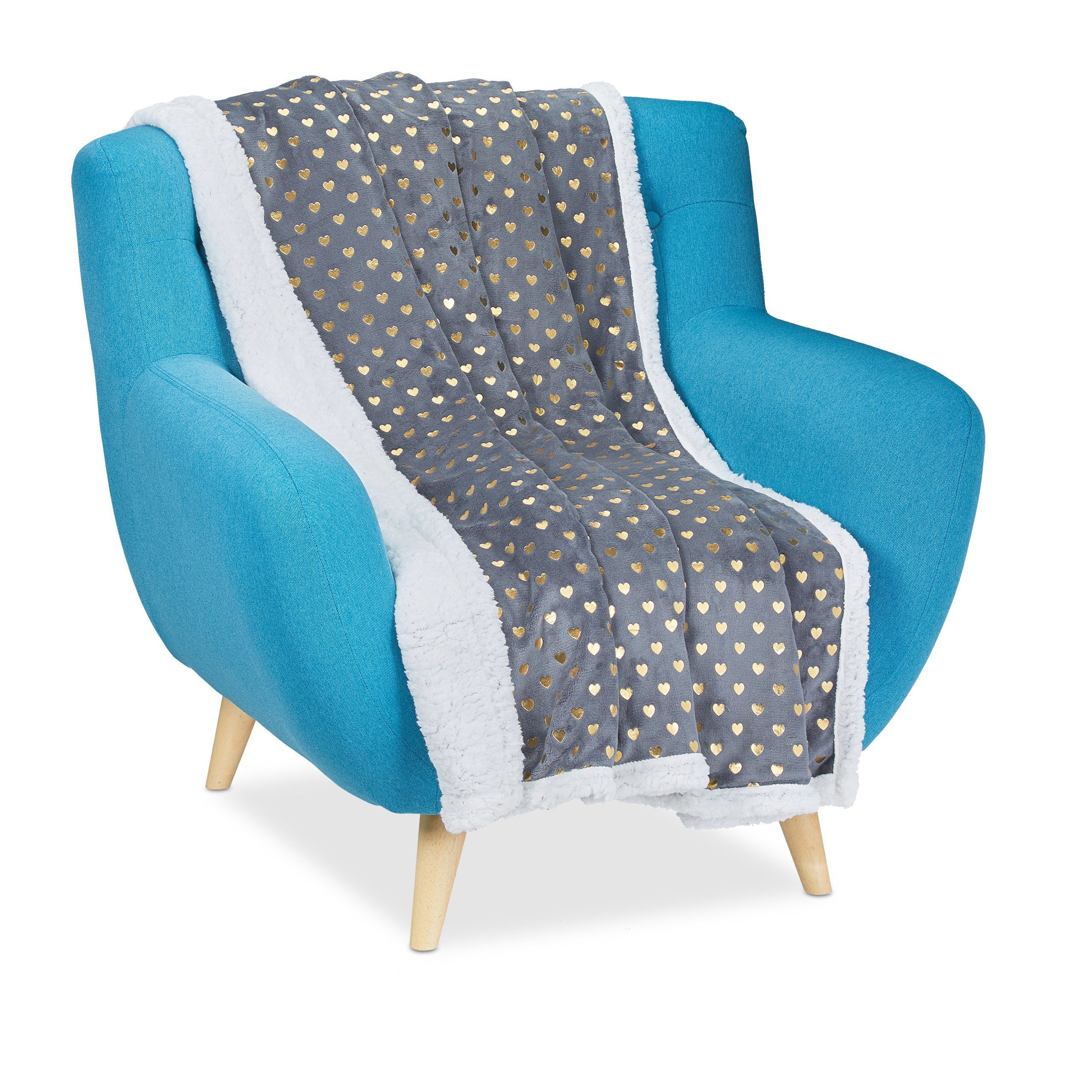 Wohndecke Kuscheldecke Grau 150x200 cm, relaxdays, B