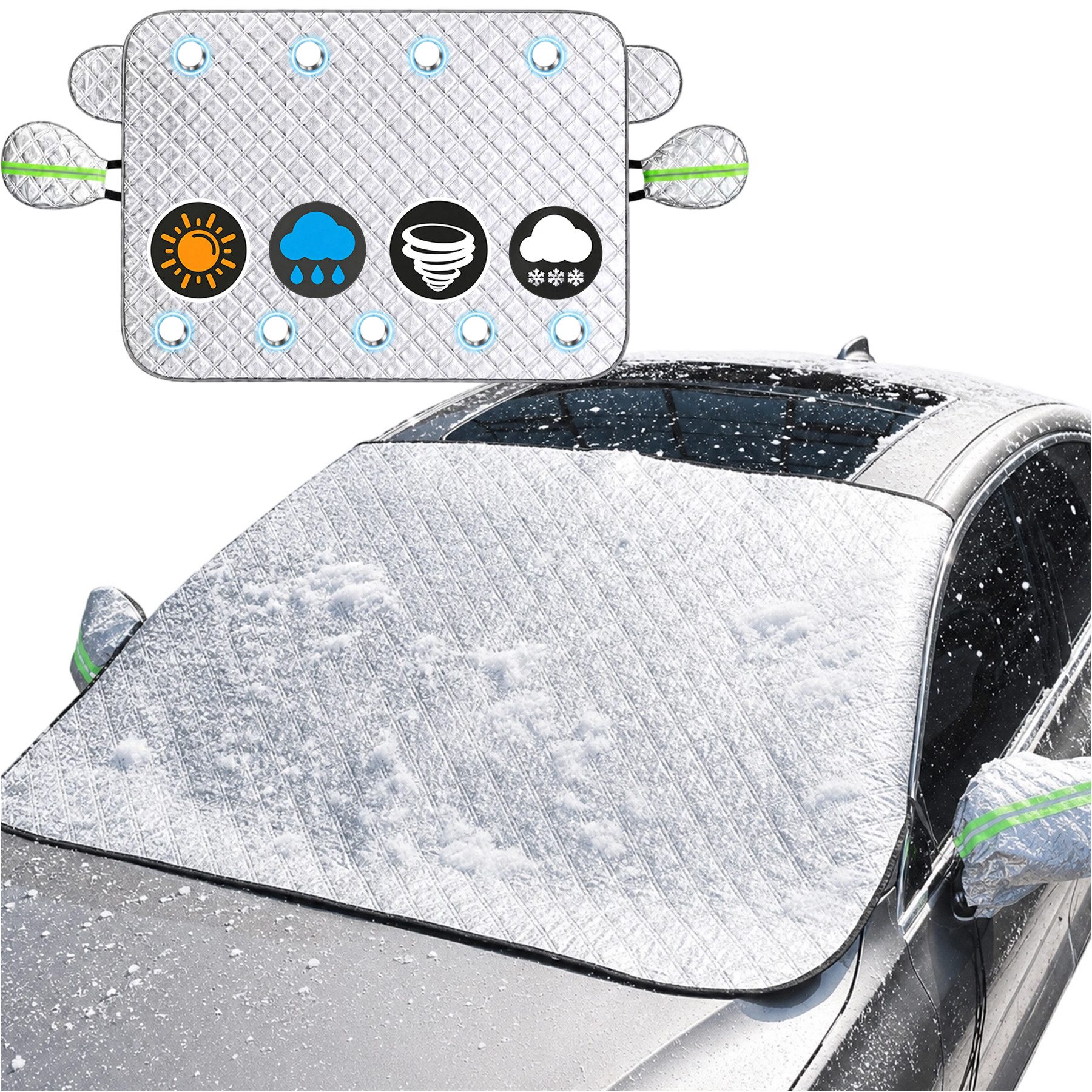 Mutig Frontscheibenabdeckung Abdeckung Auto Frontscheibe Winter Frostabdeckung, (Sonnenschutz Auto Frontscheibenabdeckung mit 9 Magneten, …