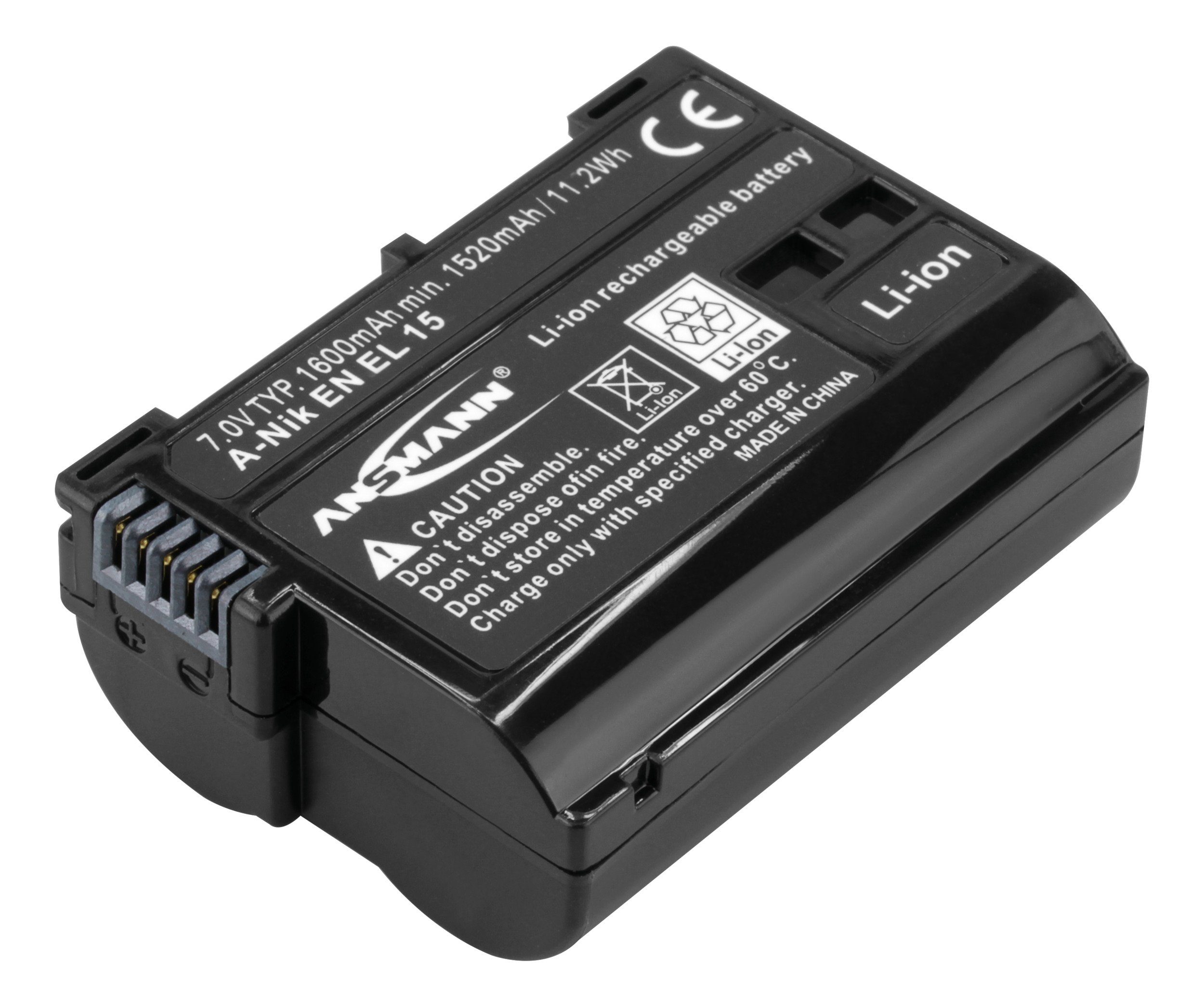 ANSMANN AG Akkupack A-Nik EN EL 15 Ersatz für Kamera Nikon D600, D800… 1400-0043 Kamera-Akku 1600 mAh (7 V)