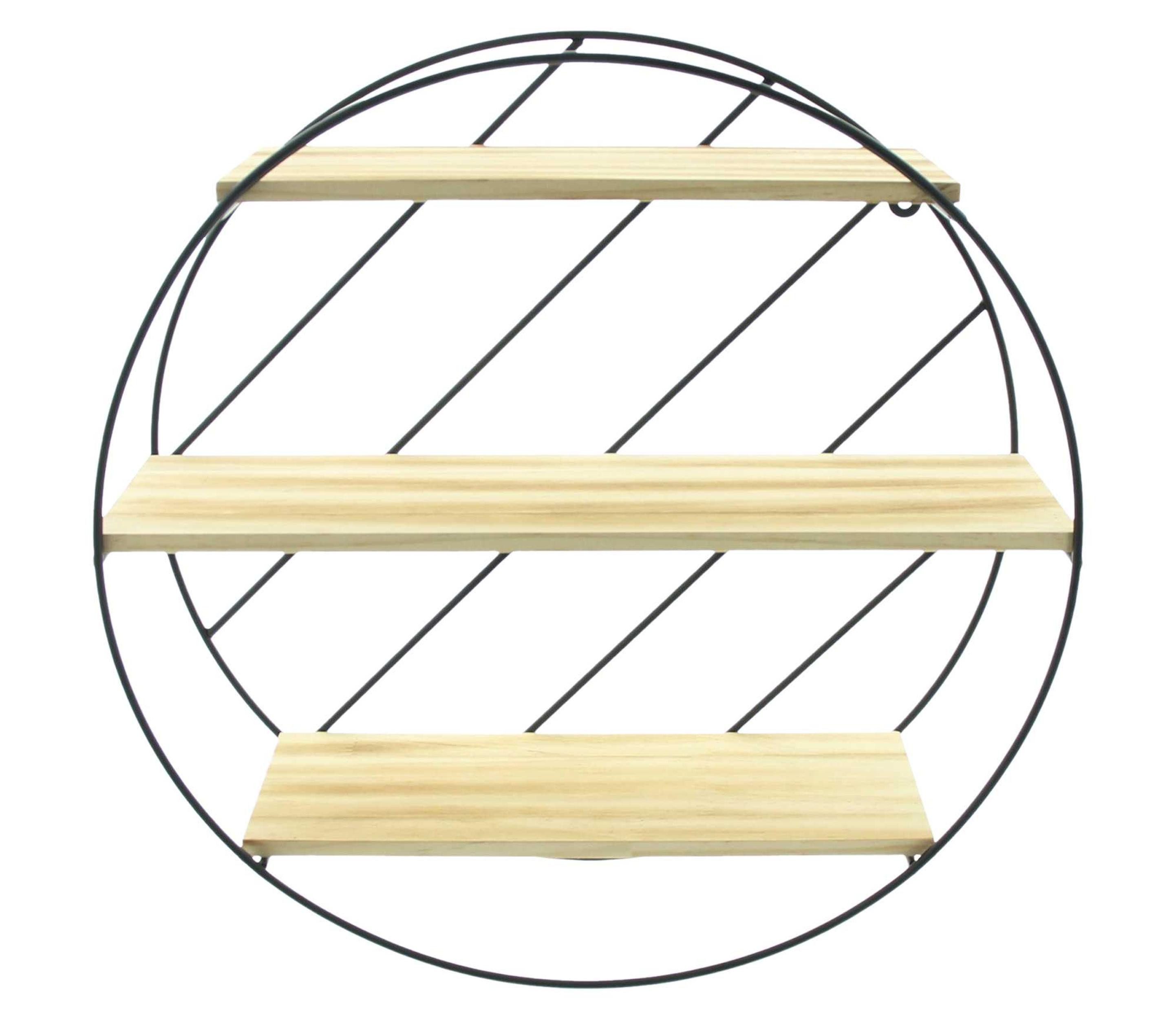 Frank Flechtwaren Regal Wandregal Circle Metall schwarz 3 Holzböden – Hängeregal