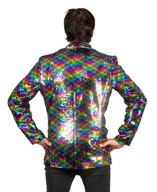 Funny Fashion Kostüm Bunte Glitzer Pailletten Jacke 'Rainbow' für Herre