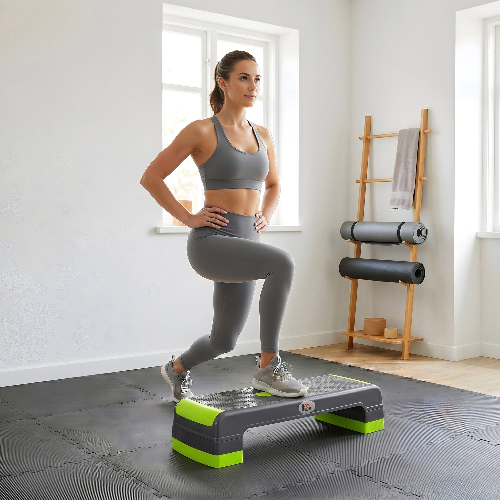 HOMCOM Stepper Steppbrett höhenverstellbar Heimtrainer mit 3 Stufen (mit 3 Stufen (10,15,20 cm), 1-tlg., höhenverstellbar), 78L x 28B x 10-20H cm
