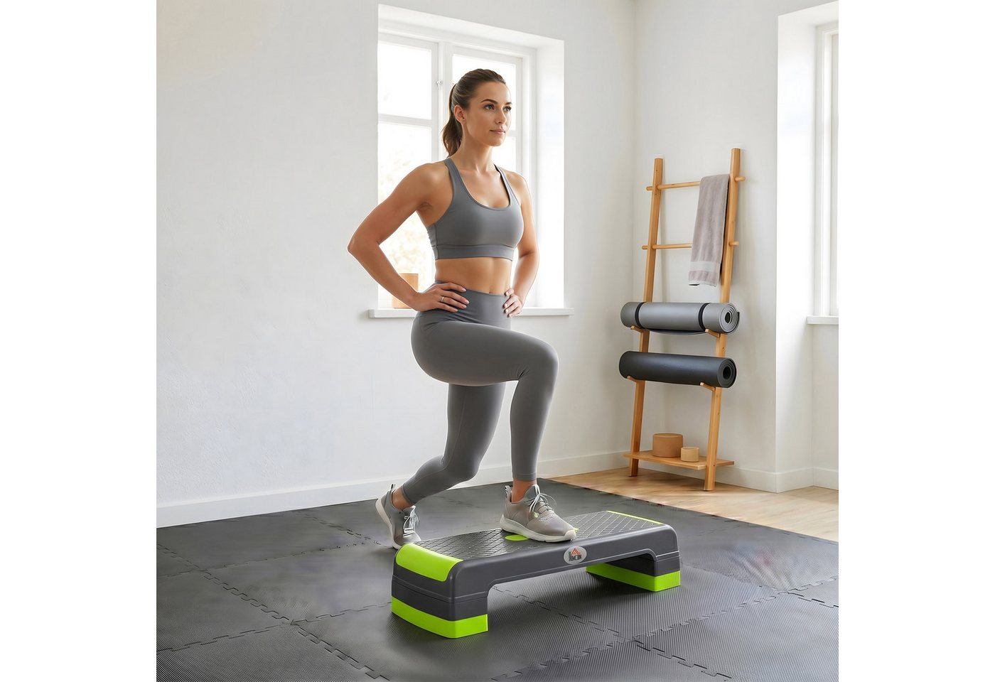 HOMCOM Stepper Steppbrett höhenverstellbar Heimtrainer mit 3 Stufen (mit 3 Stufen (10,15,20 cm), 1-tlg., höhenverstellbar), 78L x 28B x 10-20H cm