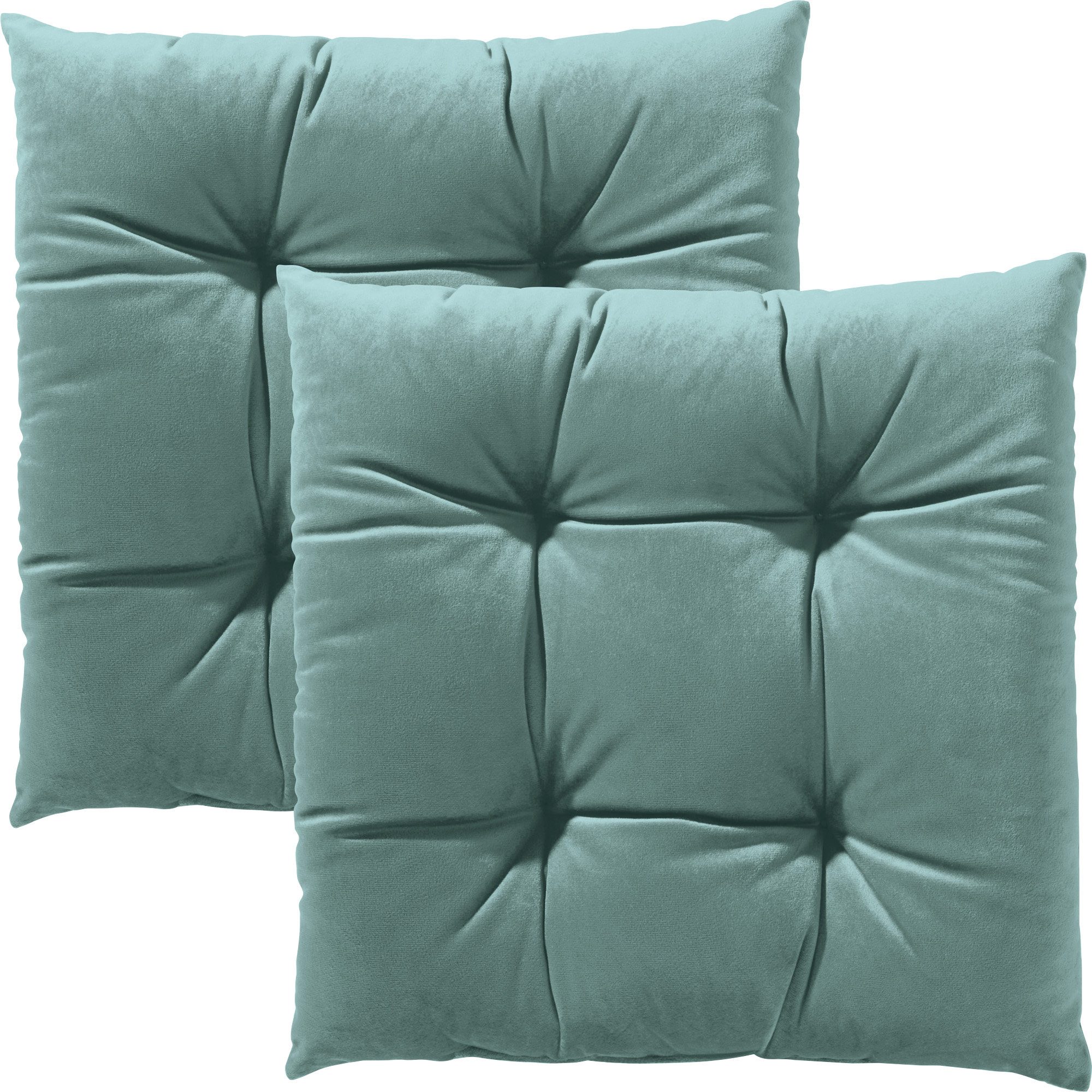 REDBEST Stuhlkissen Stuhlkissen "Kingsville" 2er-Pack, Nicky-Velours Uni