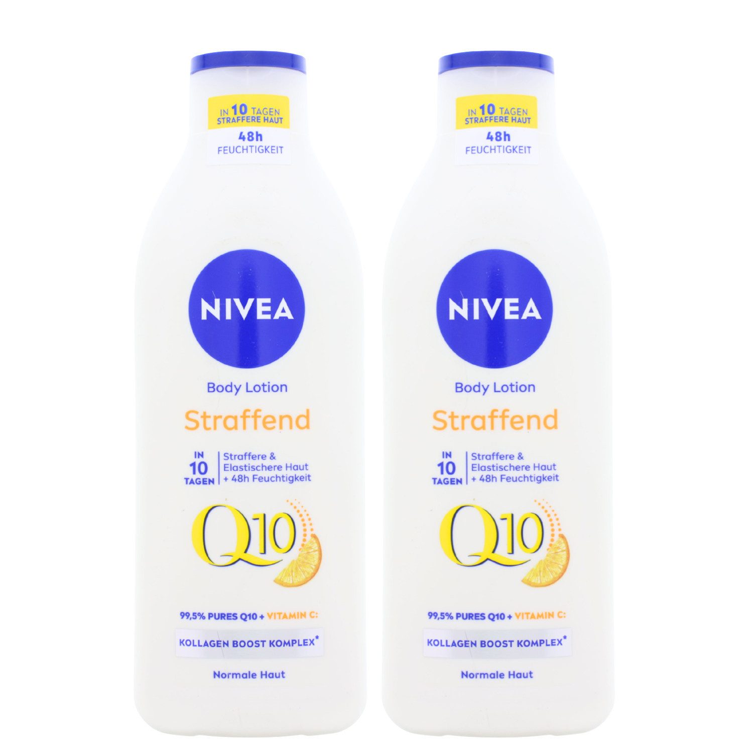 Nivea Bodylotion 2 x NIVEA Q10 Body Lotion Straffend je 400ml mit Vitamin C Orangenduft