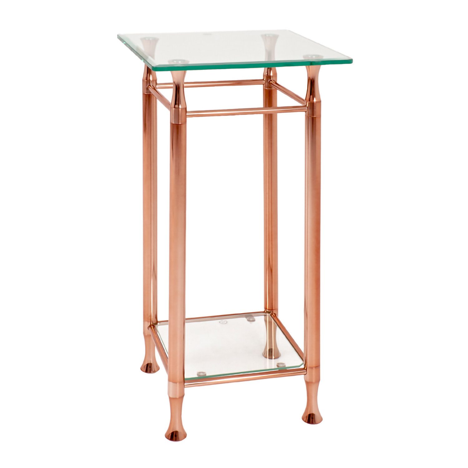 HAKU Beistelltisch Beistelltisch kupfer-Sofatisch Sicherheitsglas-B 35 x H 72 x T 35 cm (1 Stück), Beistelltisch aus Metall