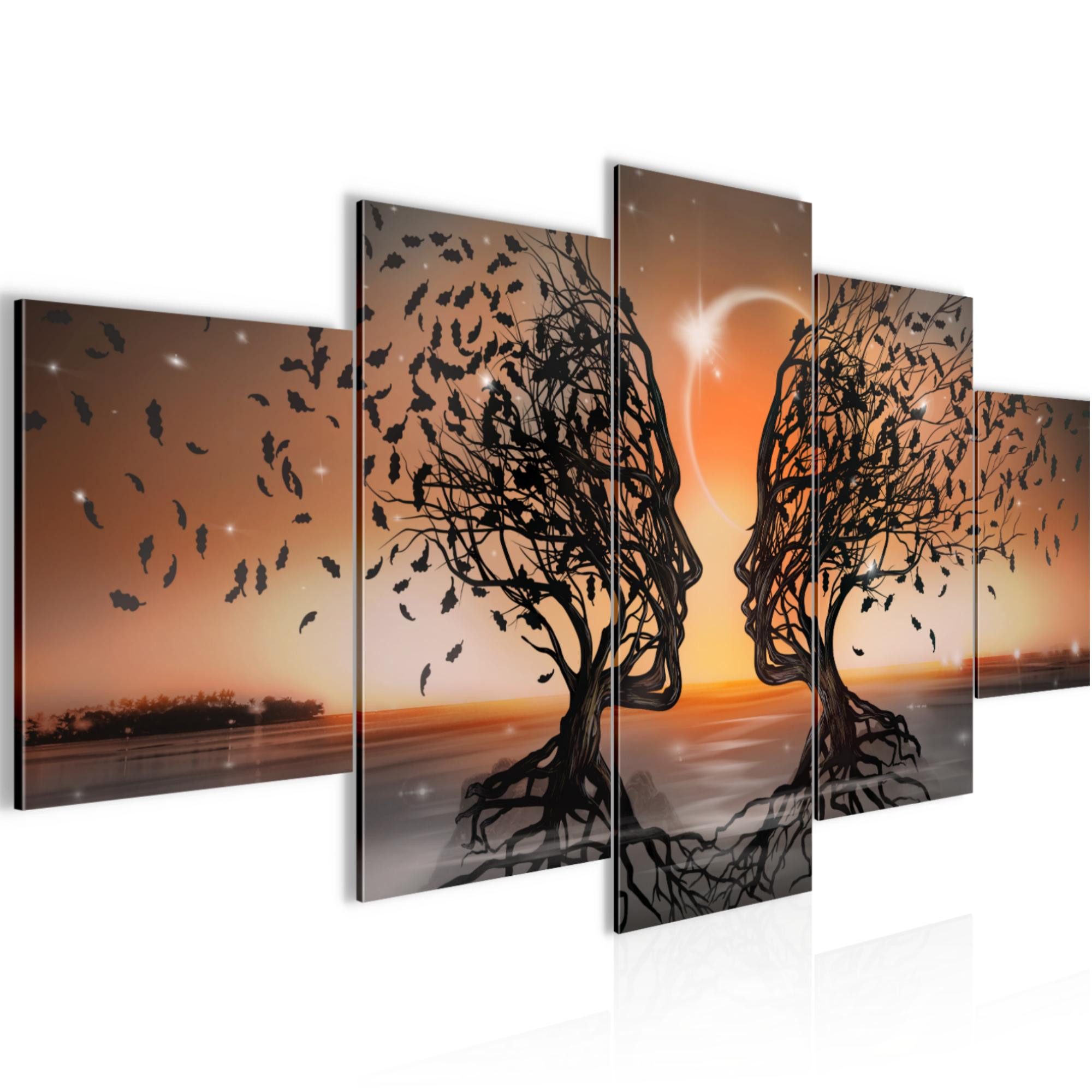 Runa Art Wandbild Wandbilder Wohnzimmer XXL Liebespaar Moderne Bilder 200 x 100 cm, (5 St)