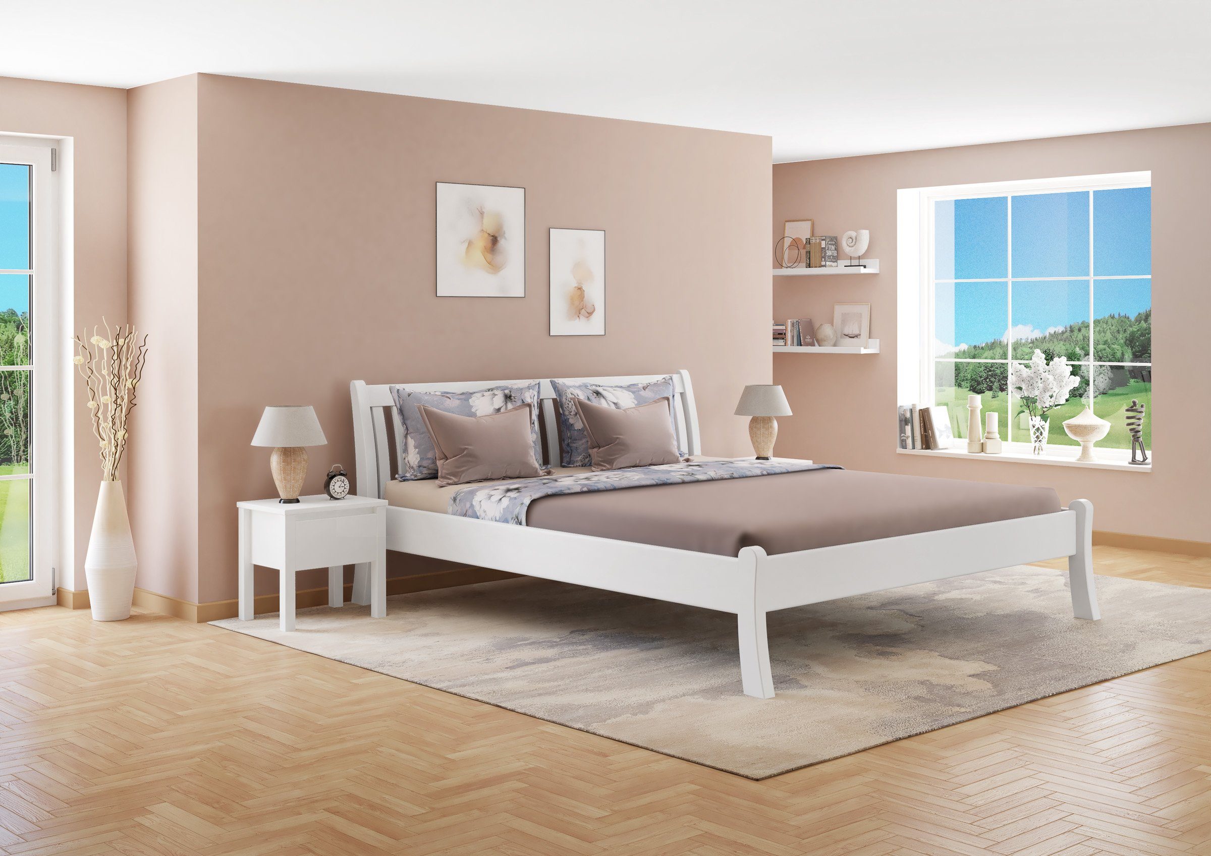 ERST-HOLZ Bett Doppelbett Hohe Sitzkante Kiefer günstig online kaufen