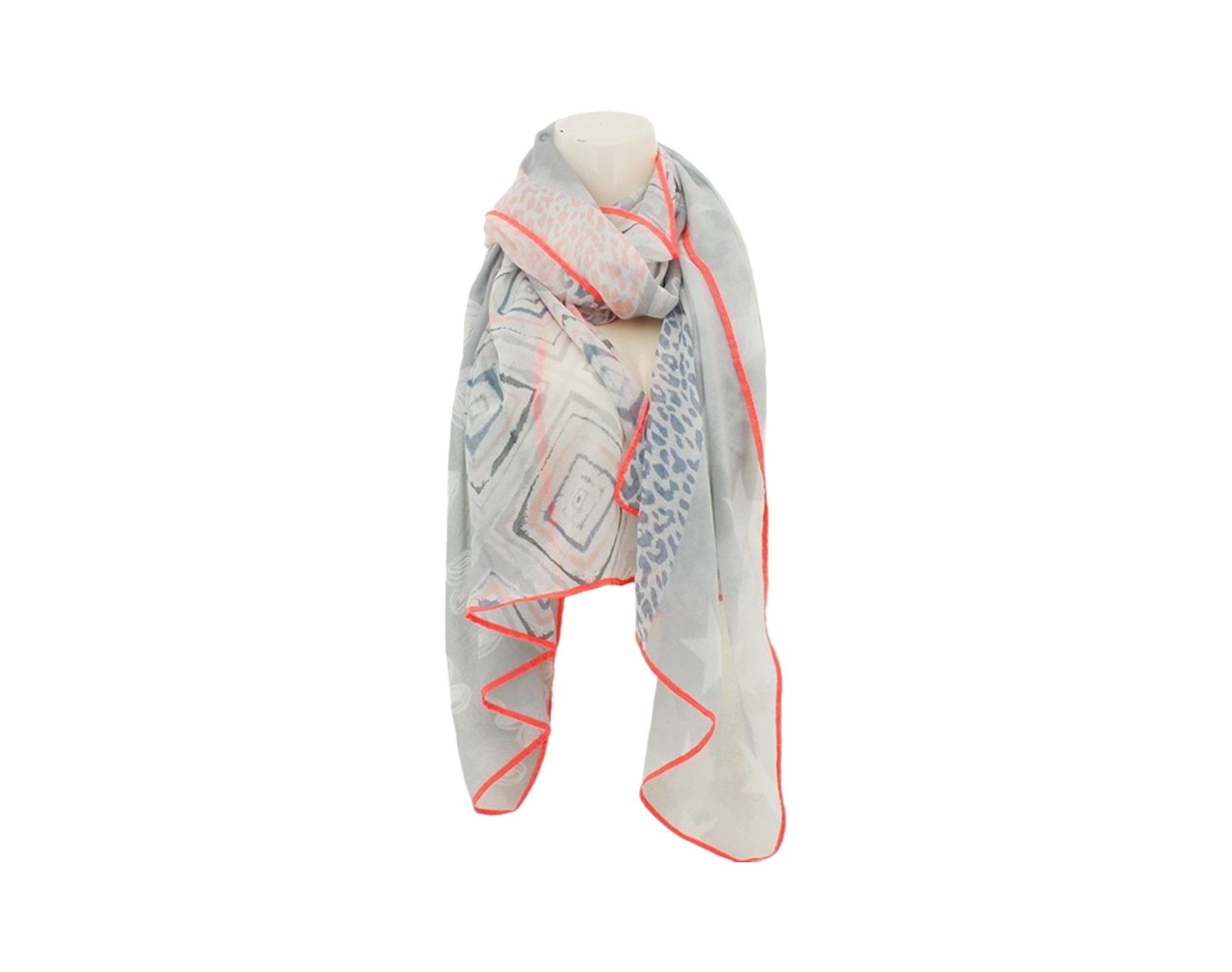 VewoTex Modeschal Damen Schal » Bunt mit Neon Rand » leichter Sommerschal 1 günstig online kaufen