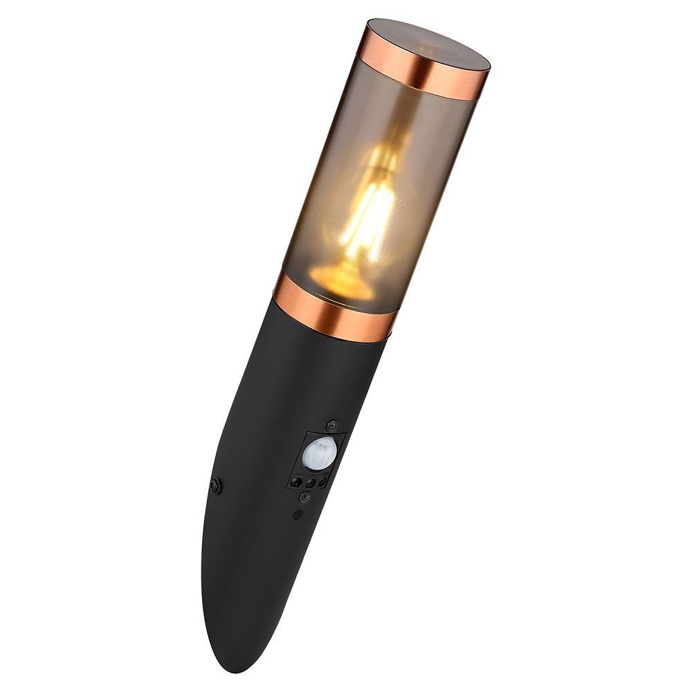 Bewegungsmelder Wandleuchte LED Warmweiß, Außen-Wandleuchte, mit RGB Außenwandlampe etc-shop Edelstahl Leuchtmittel inklusive,