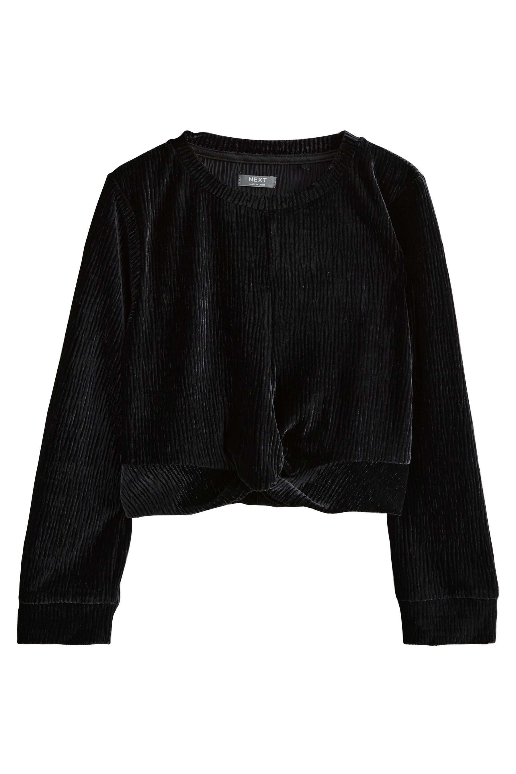 Next Wickelshirt Velours-Oberteil mit Wickelfront + Struktur (1-tlg)