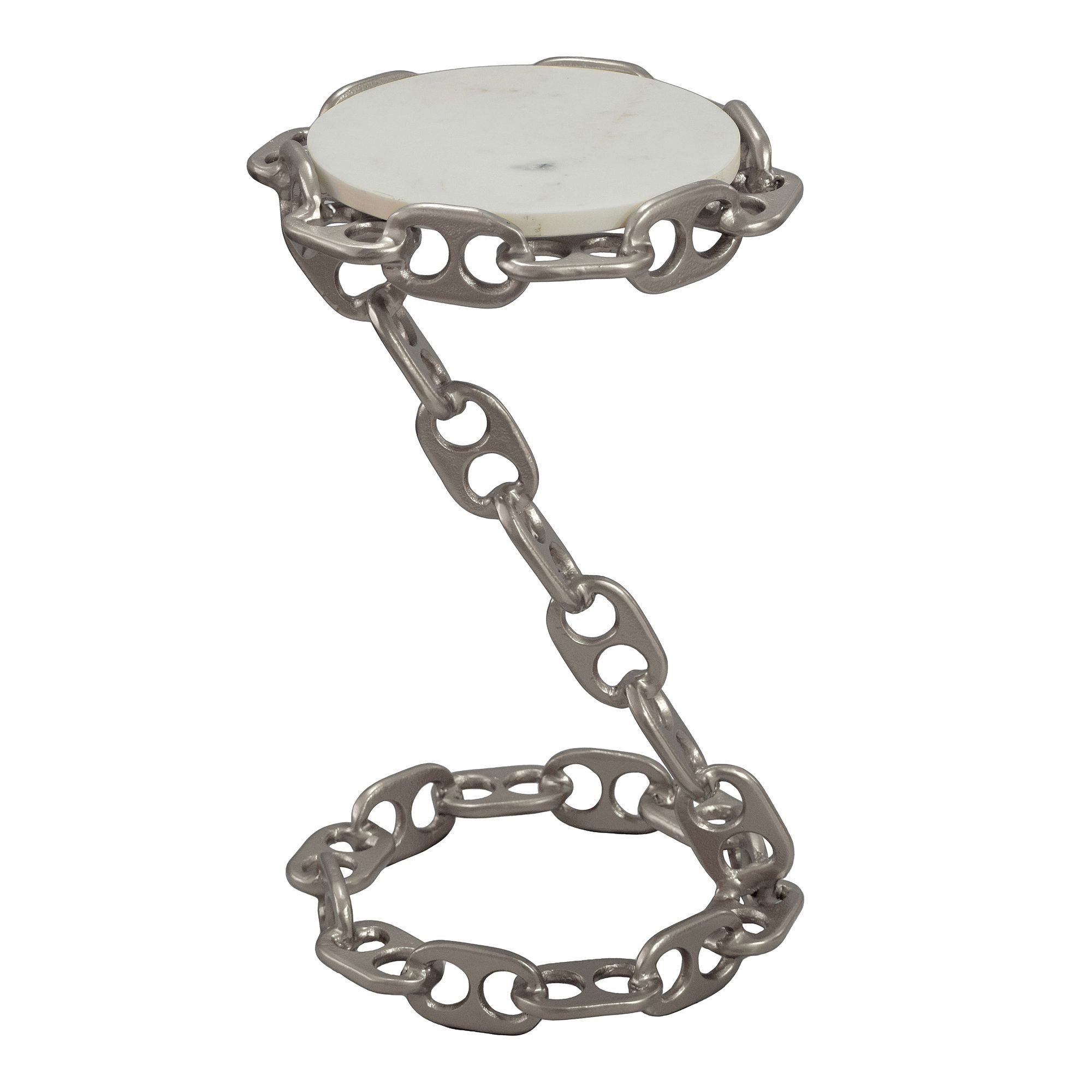 Wohnling Beistelltisch WL7.600 Sofatisch Marmor Wohnzimmertisch 31cm rund Tisch Handmade (Schicker Ablagetisch mit originellem Gestell), Robuste Steinplatte als sichere Ablagefläche