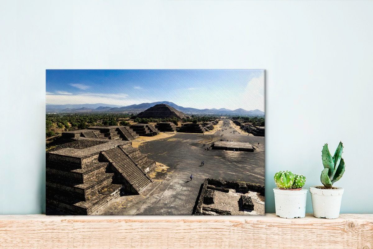 von über Wandbild Teotihuacán, Leinwandbilder, Pyramiden cm Leinwandbild die der St), Aufhängefertig, OneMillionCanvasses® 30x20 in (1 Wanddeko, Mondpyramide Blick