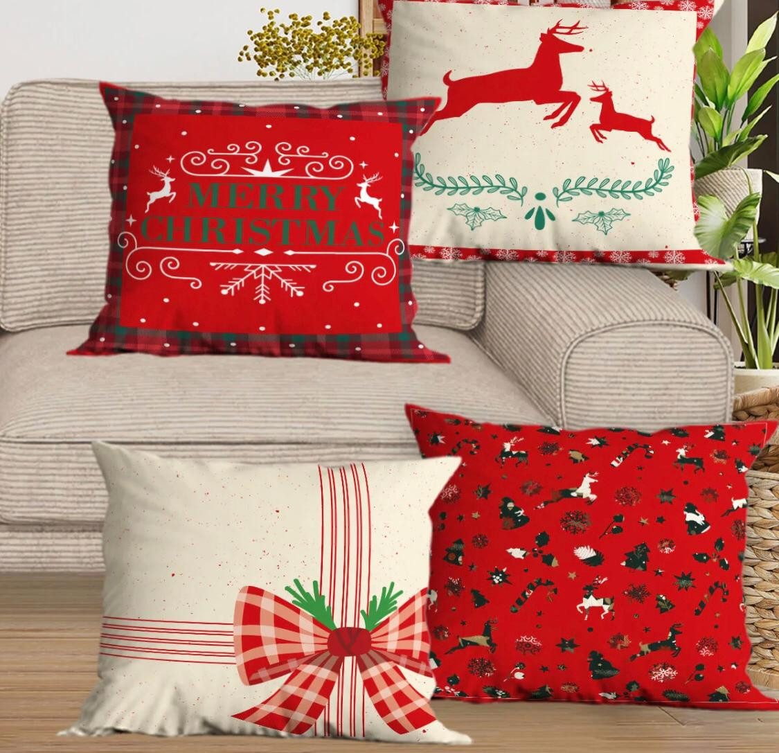 inovesis Kissenbezüge Weihnachts Kissenbezüge mit Reißverschluss, Tischläuf günstig online kaufen