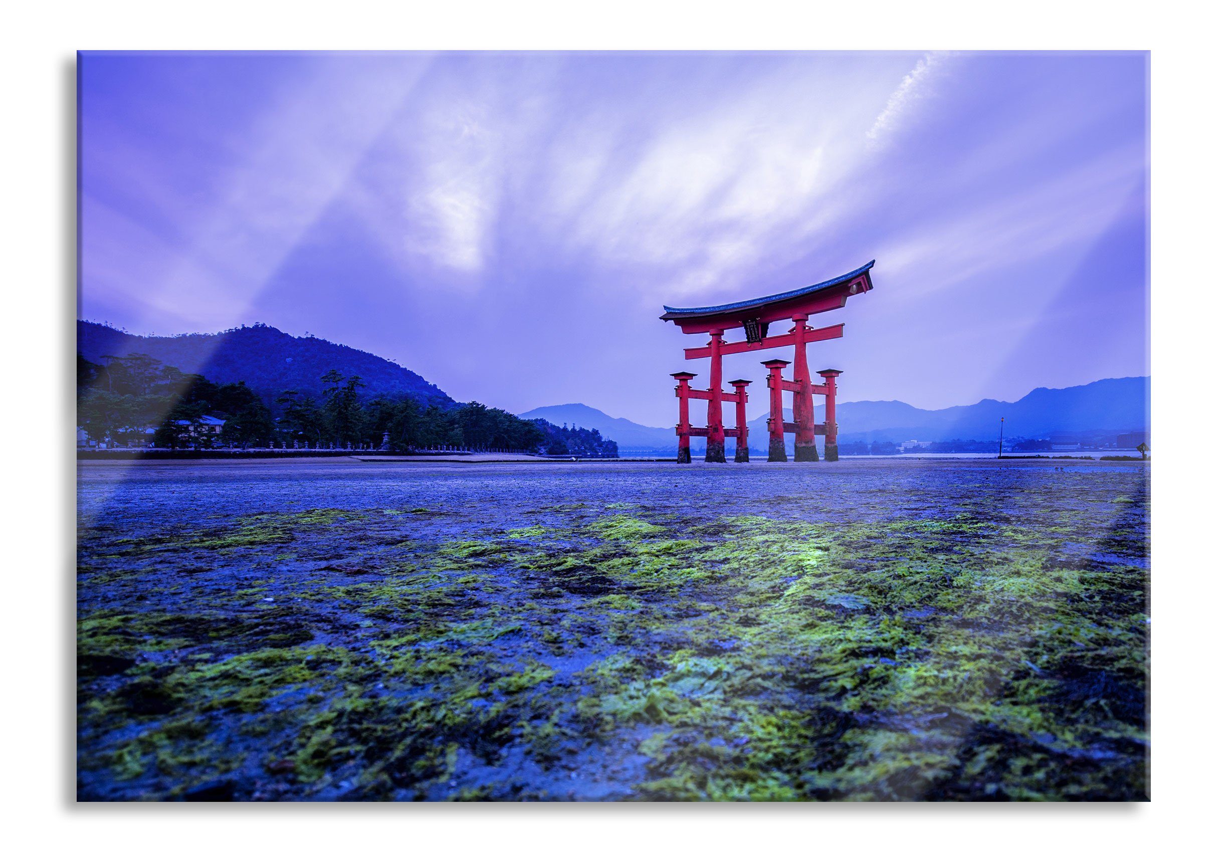 Pixxprint Glasbild in Torii aus Hiroshima Glasbild inkl. und Japan Torii St), Aufhängungen (1 Echtglas, Abstandshalter Japan, in Hiroshima