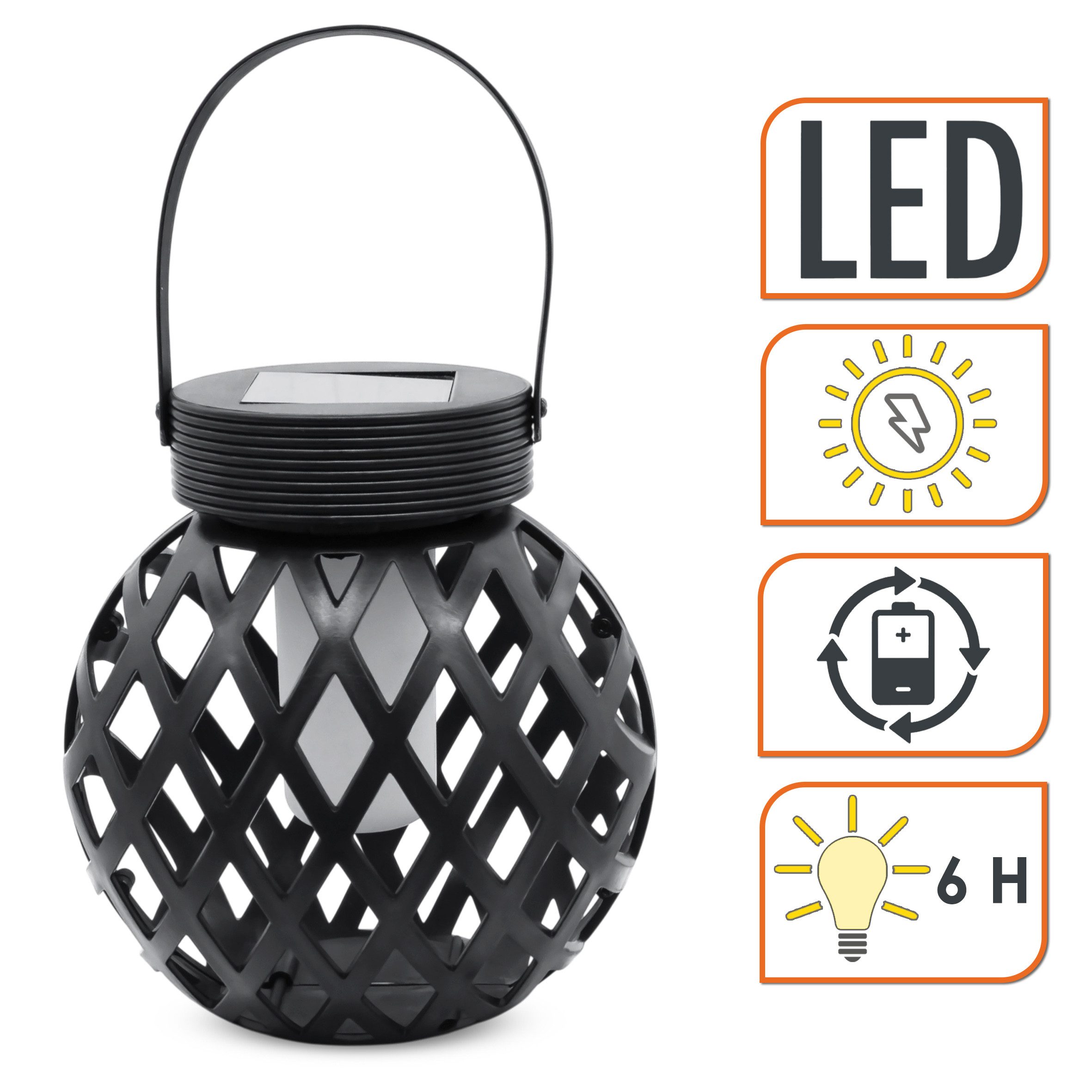 Spetebo LED Solarleuchte LED Laterne zum Hängen mit Flammeneffekt, Dämmerungssensor, LED fest integriert, orange, Gartenlaterne Solar betrieben