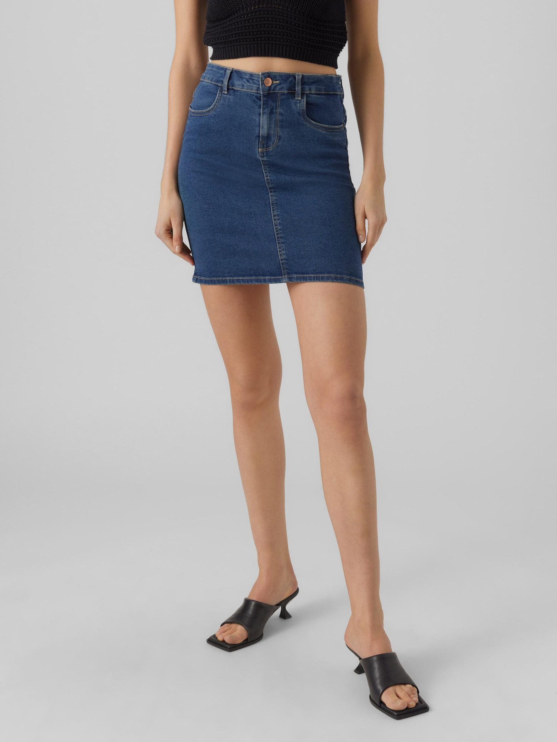 Vero Moda Sommerrock Denim Jeansrock hohe Taille 7566 in Blau