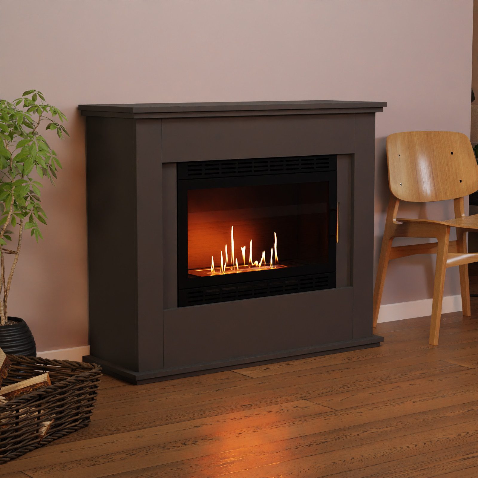 GLOW FIRE Echtfeuer-Dekokamin Skien XL Vision Ethanol Kamin, Bioethanol Kamin mit 3h Brenndauer, Heizleistung bis 2KW