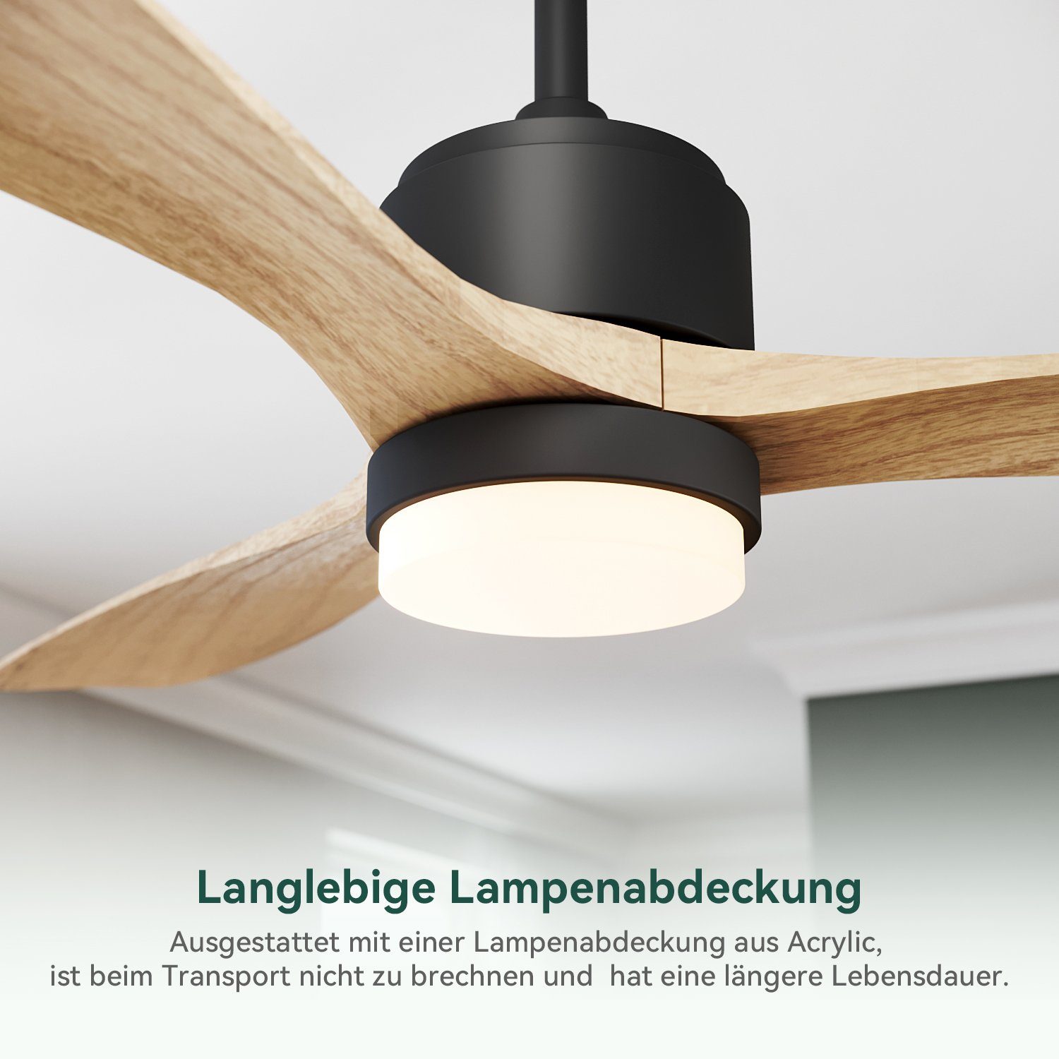 SONNI Deckenventilator mit Beleuchtung und cm, leise Leistungsstufen, 132 Intelligente Flügel, 3 5 Fernbedienung 35W, DC, Zeiteinstellung